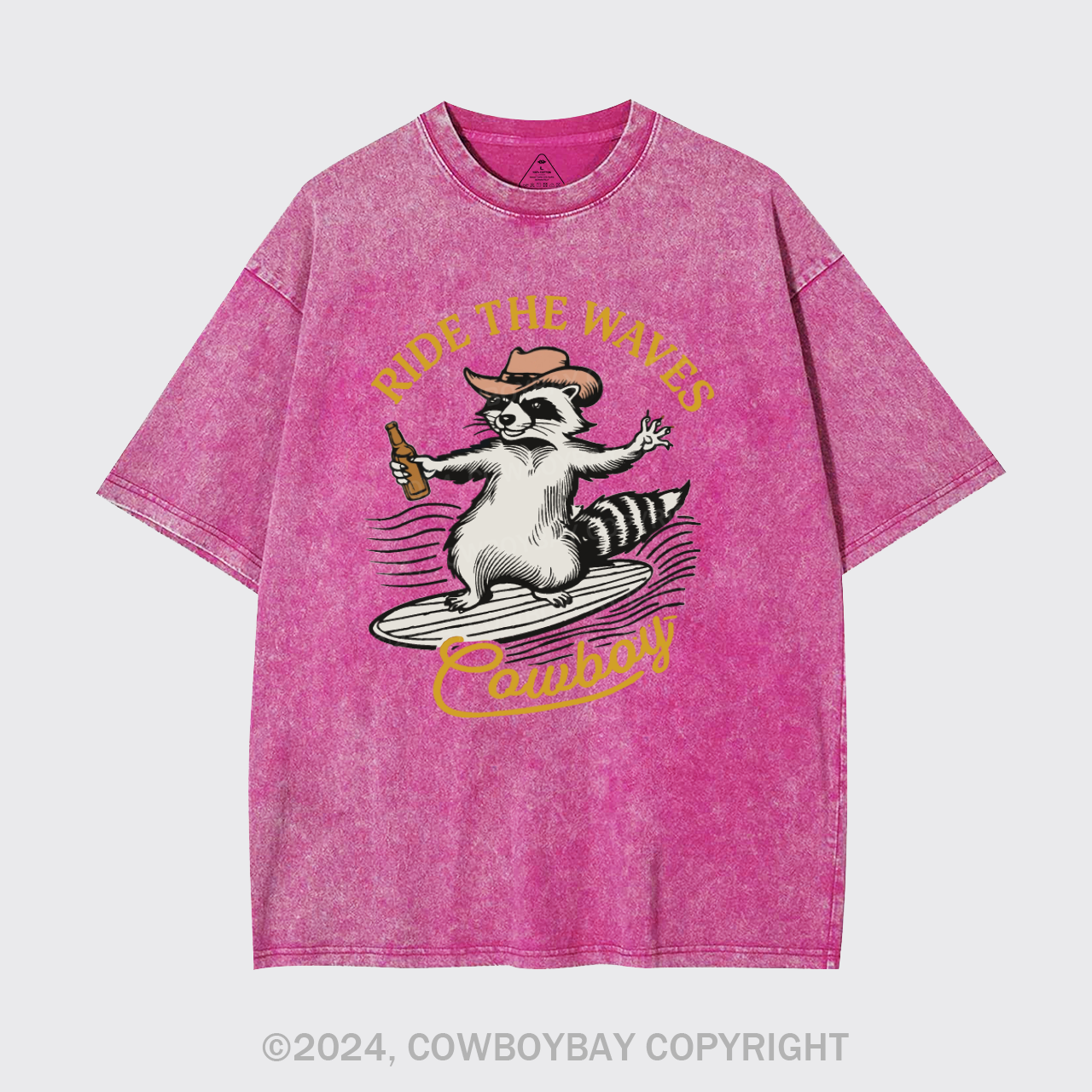 Surfing Cowboy Raccoon With Beer Garment-dye Tees