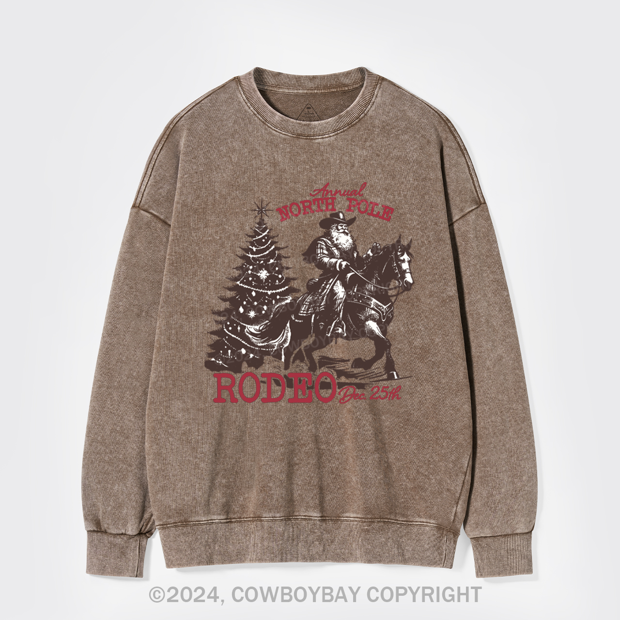 Cowboy Santa Western Christmas Washed Sweatshirts