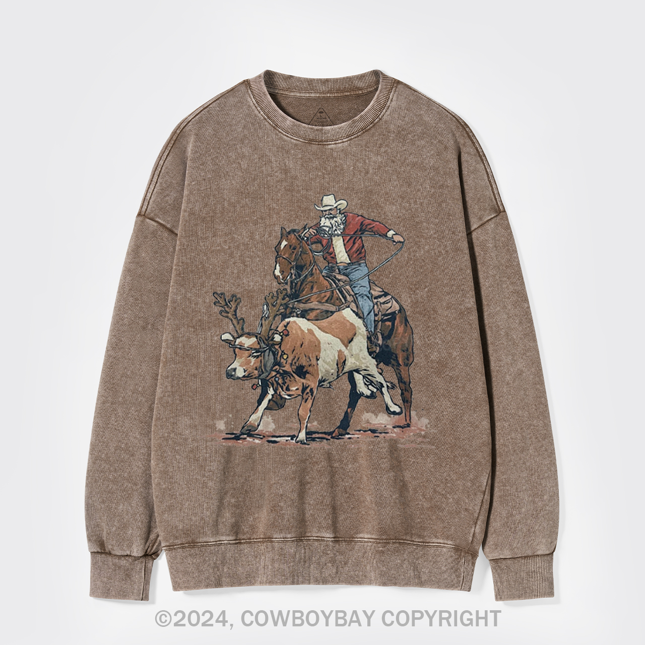 Western Roping Santa Washed Sweatshirts