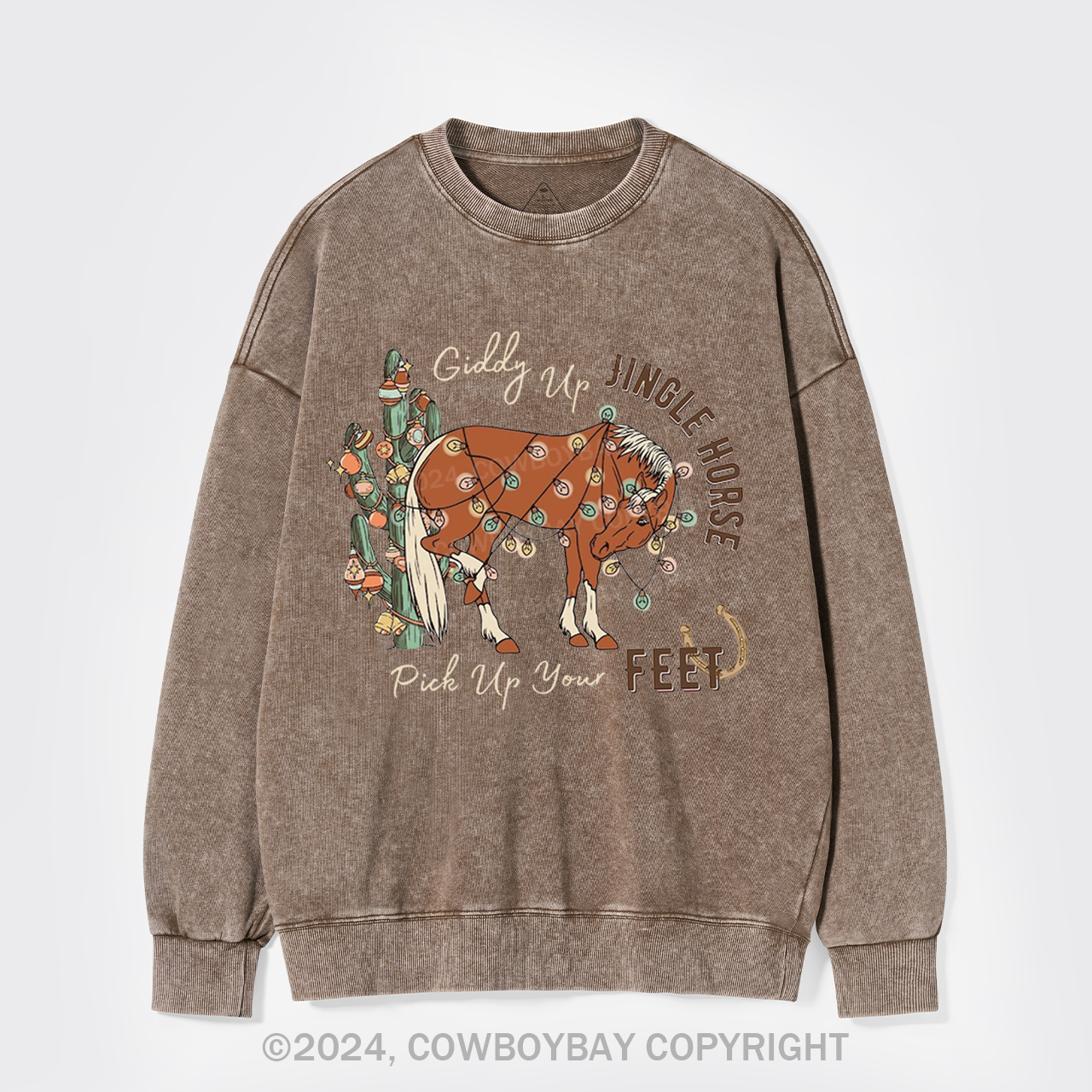 Giddy Up Jingle Horse Pick Up Your Feet Washed Sweatshirts