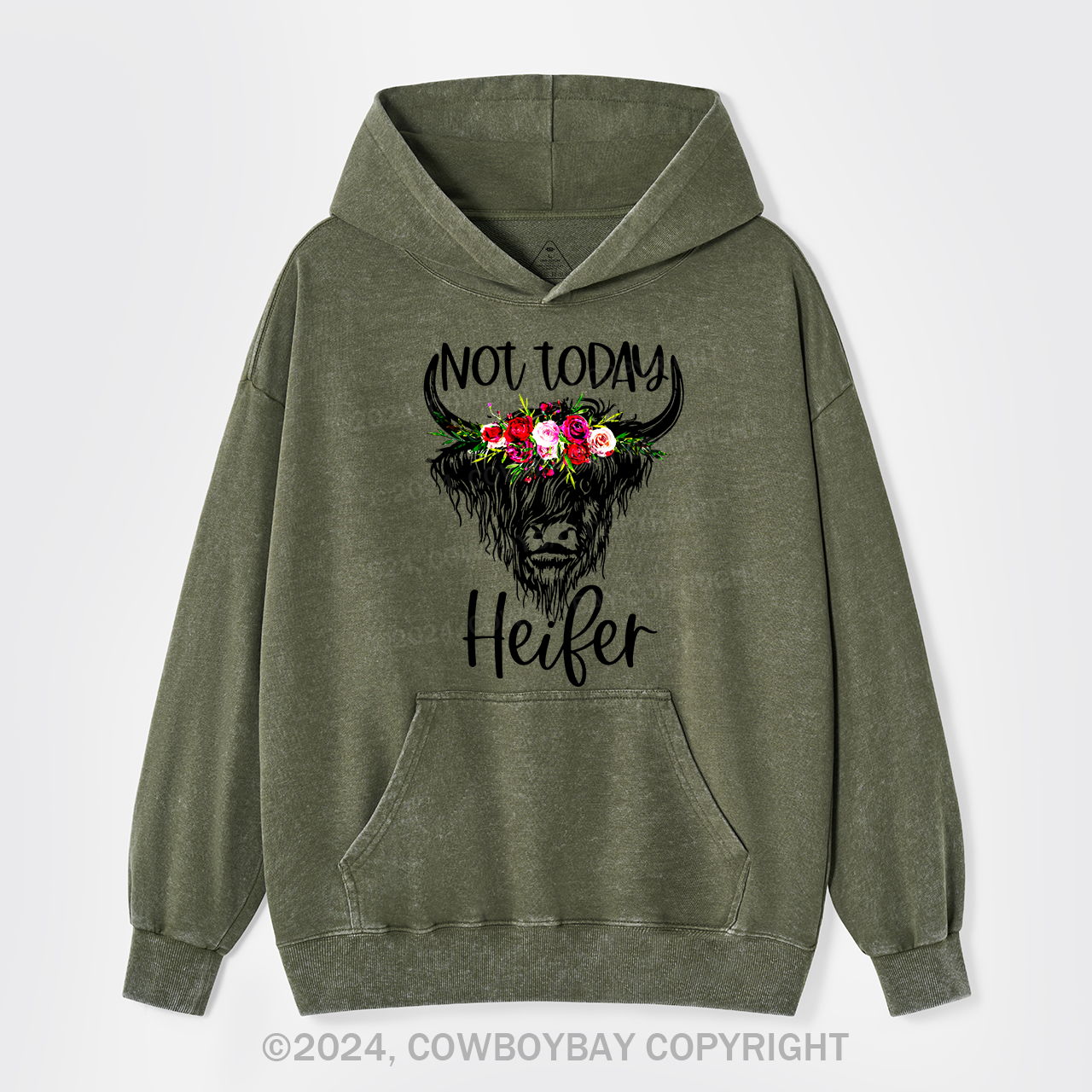 Not Today Heifer Cowboy Garment-Dye Hoodies