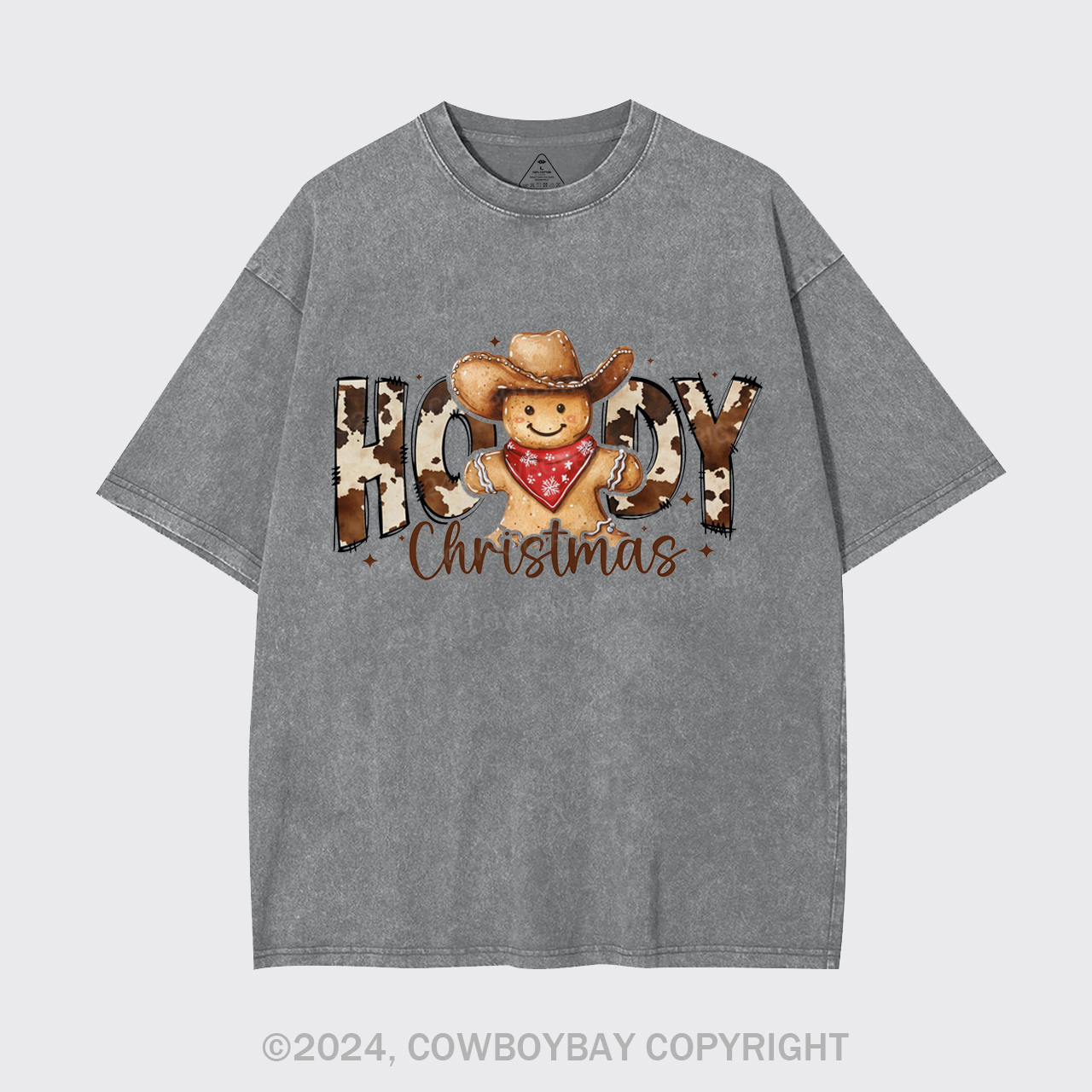 Howdy Christmas Gingerbread Man Garment-dye Tees