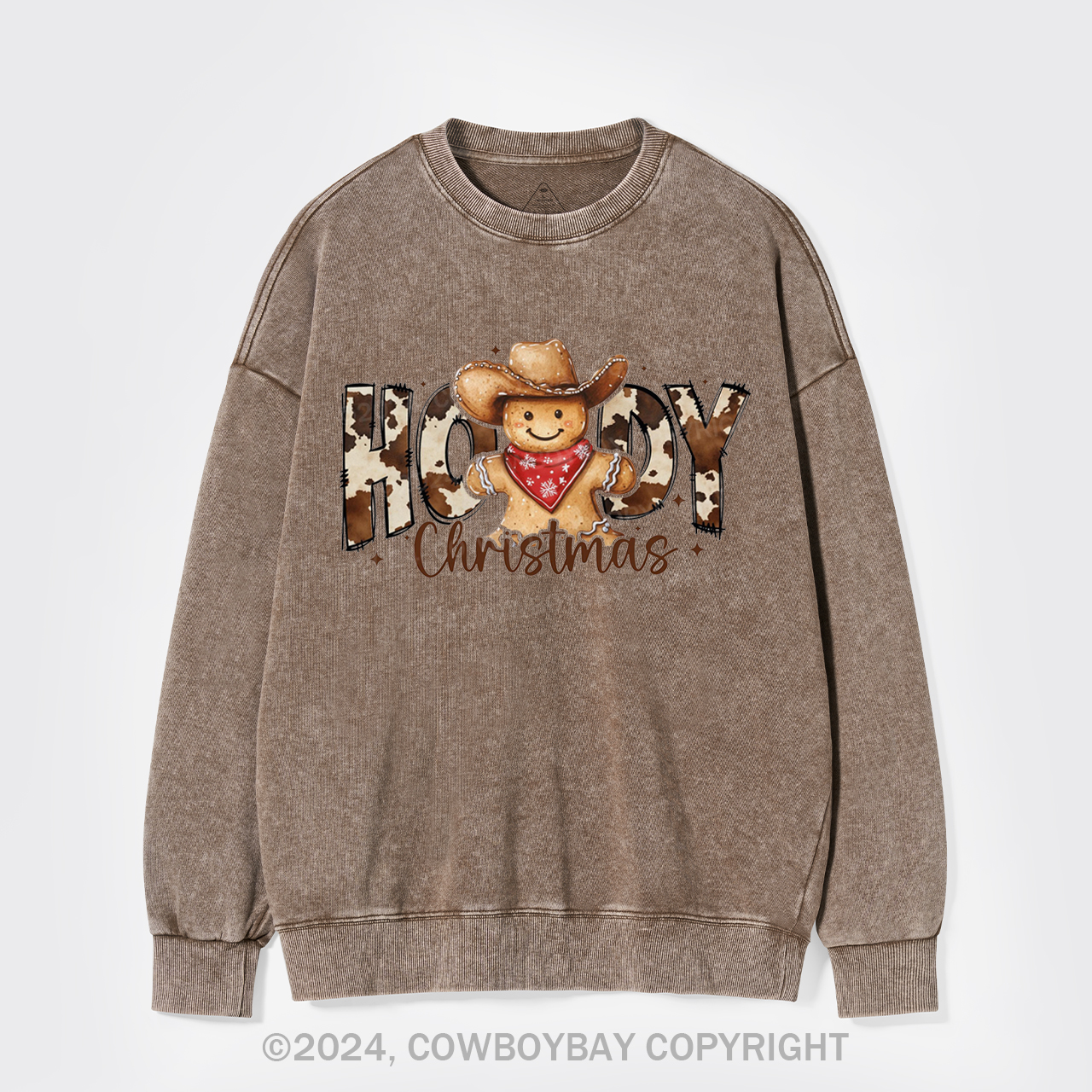Howdy Christmas Gingerbread Man Washed Sweatshirts
