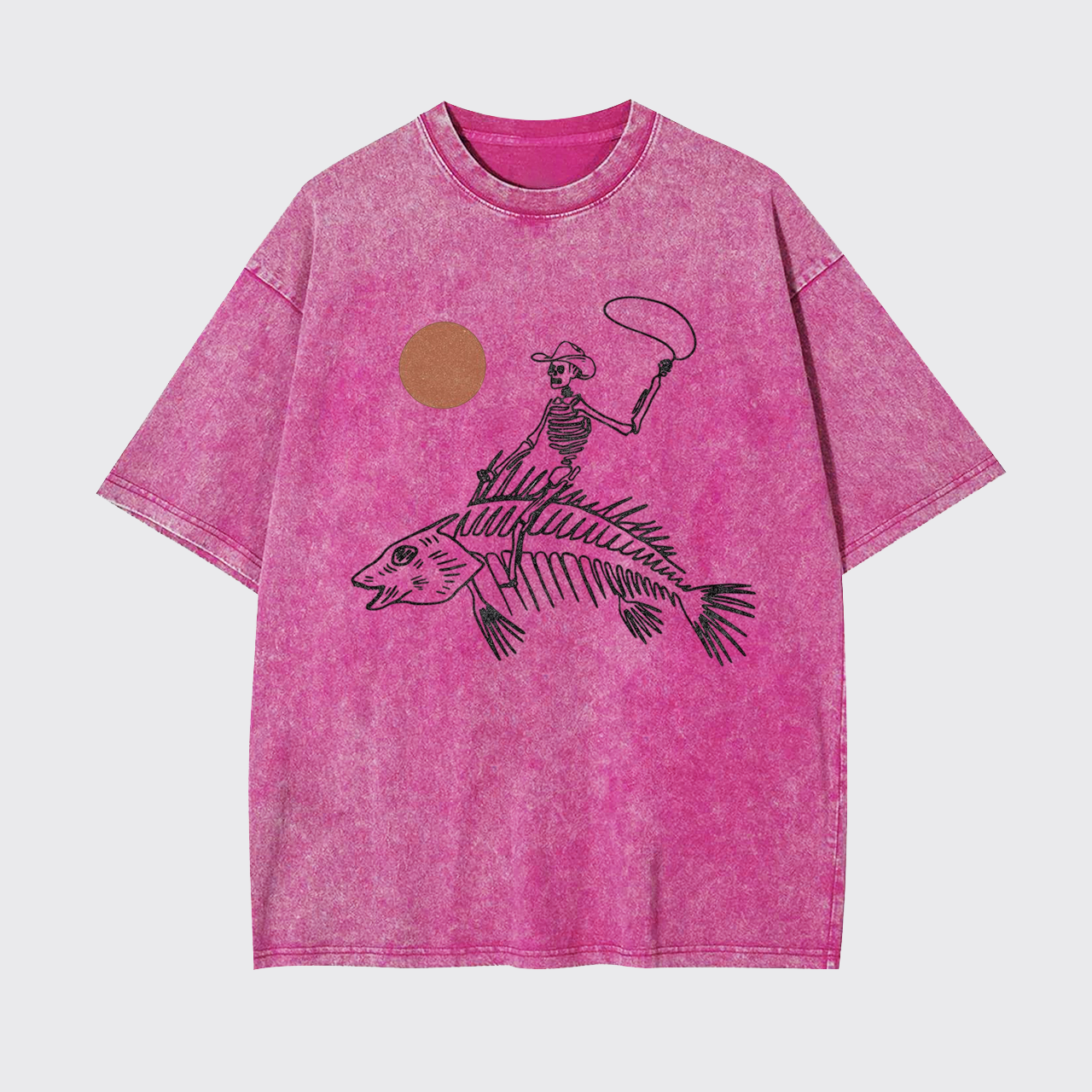 Ride the Waves Skeleton Cowboy Garment-dye Tees