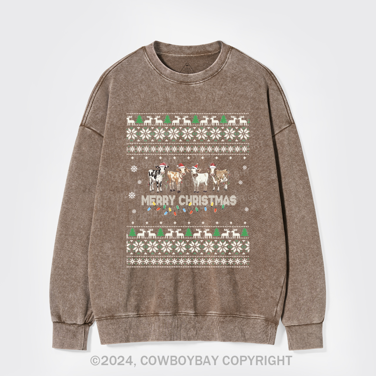 Christmas Cow Washed Sweatshirts