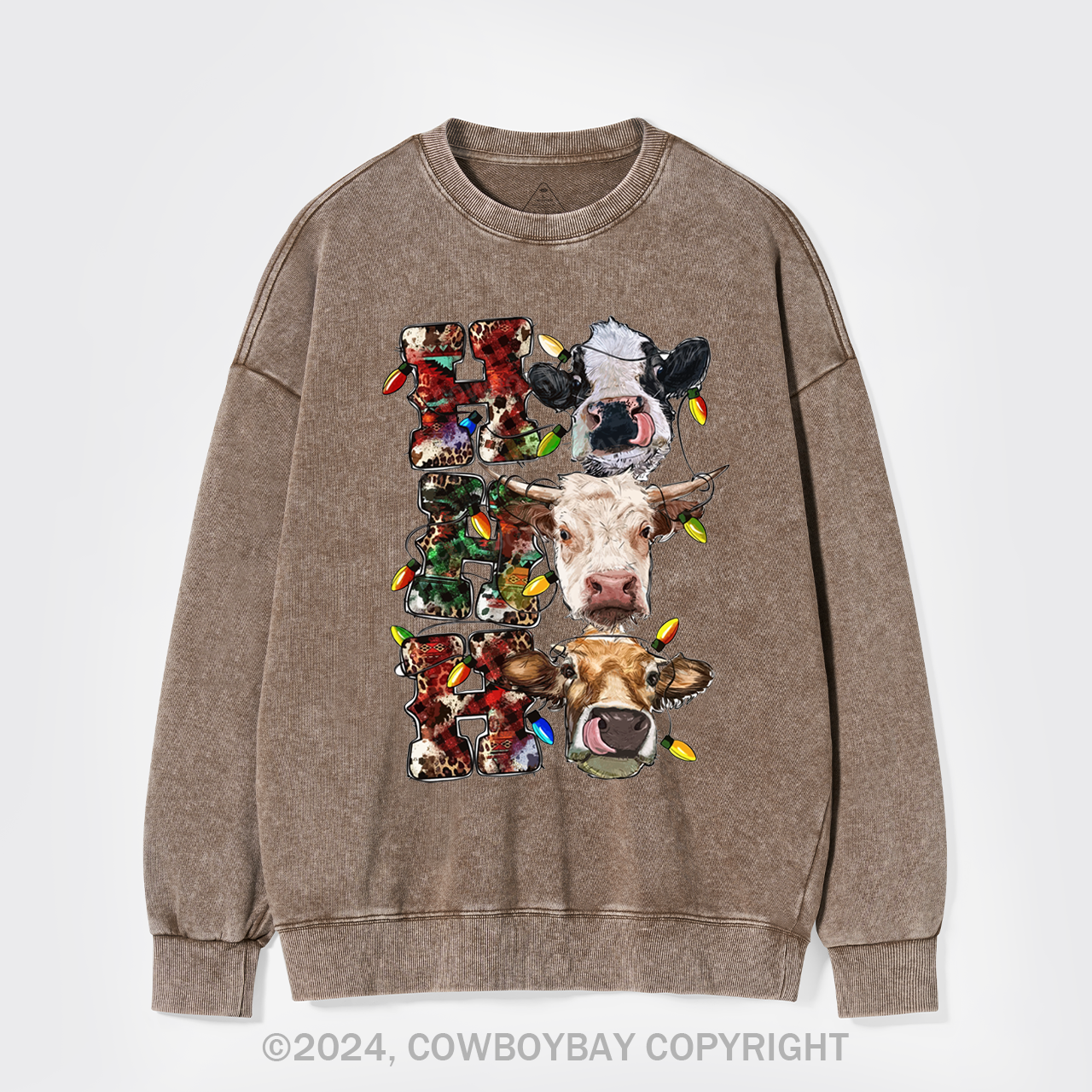 Ho Ho Ho Cows Washed Sweatshirts