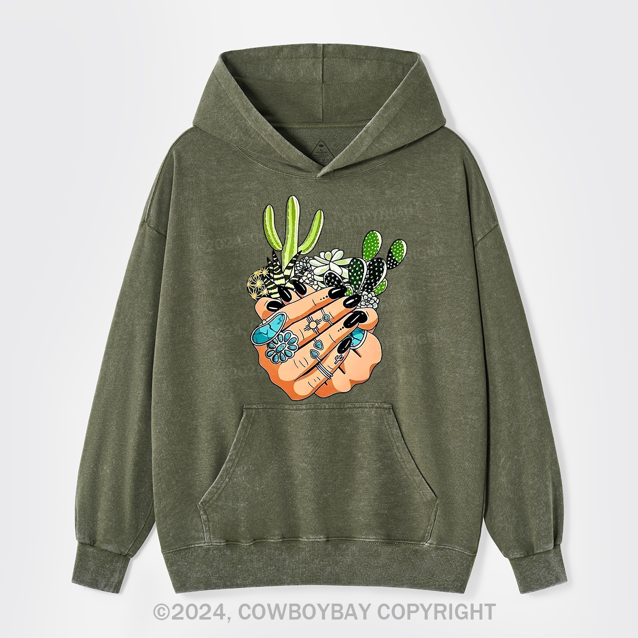 Cactus In My Palm Western Cowboy Garment-Dye Hoodies