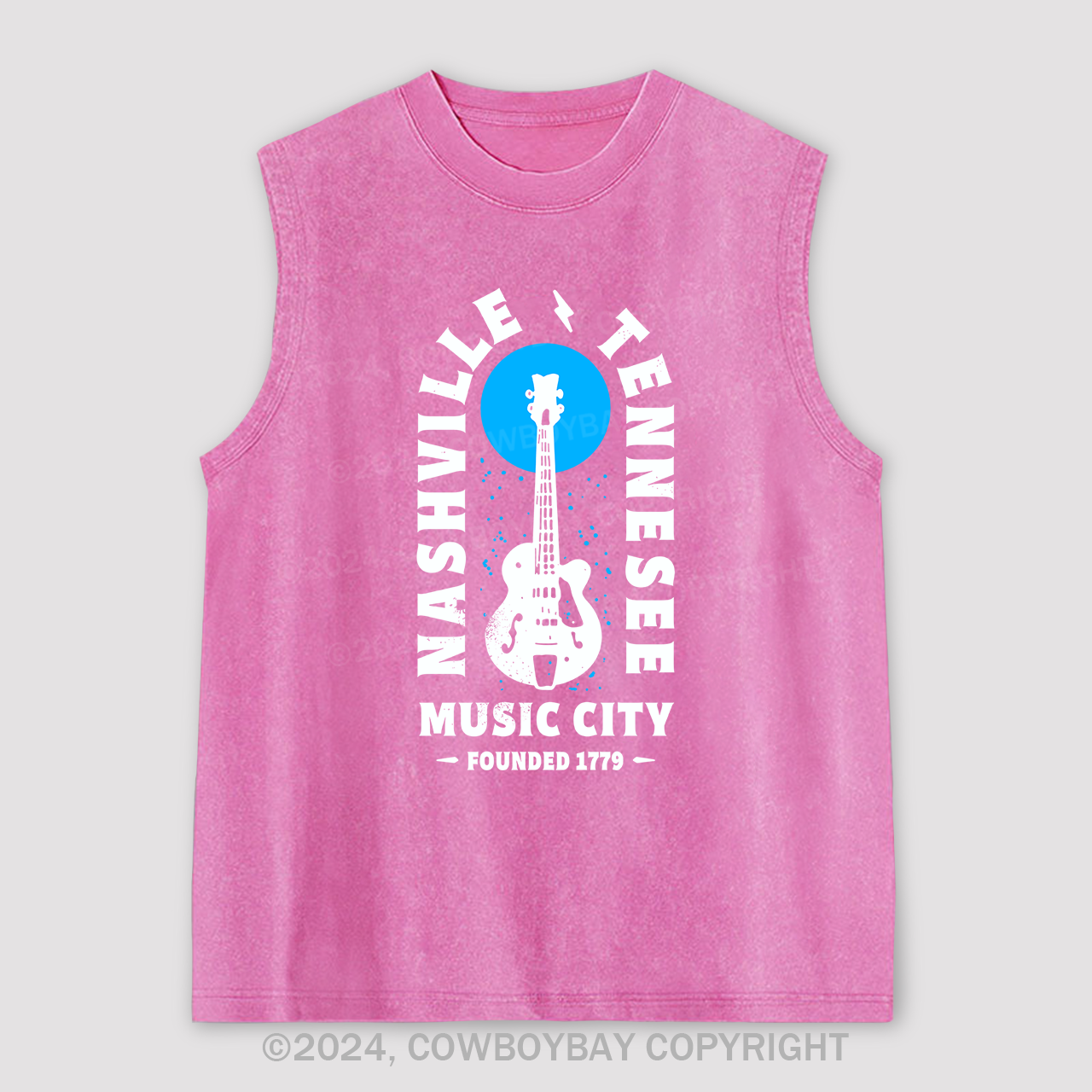Nashville Tennessee Music City Guitar Washed Tanks