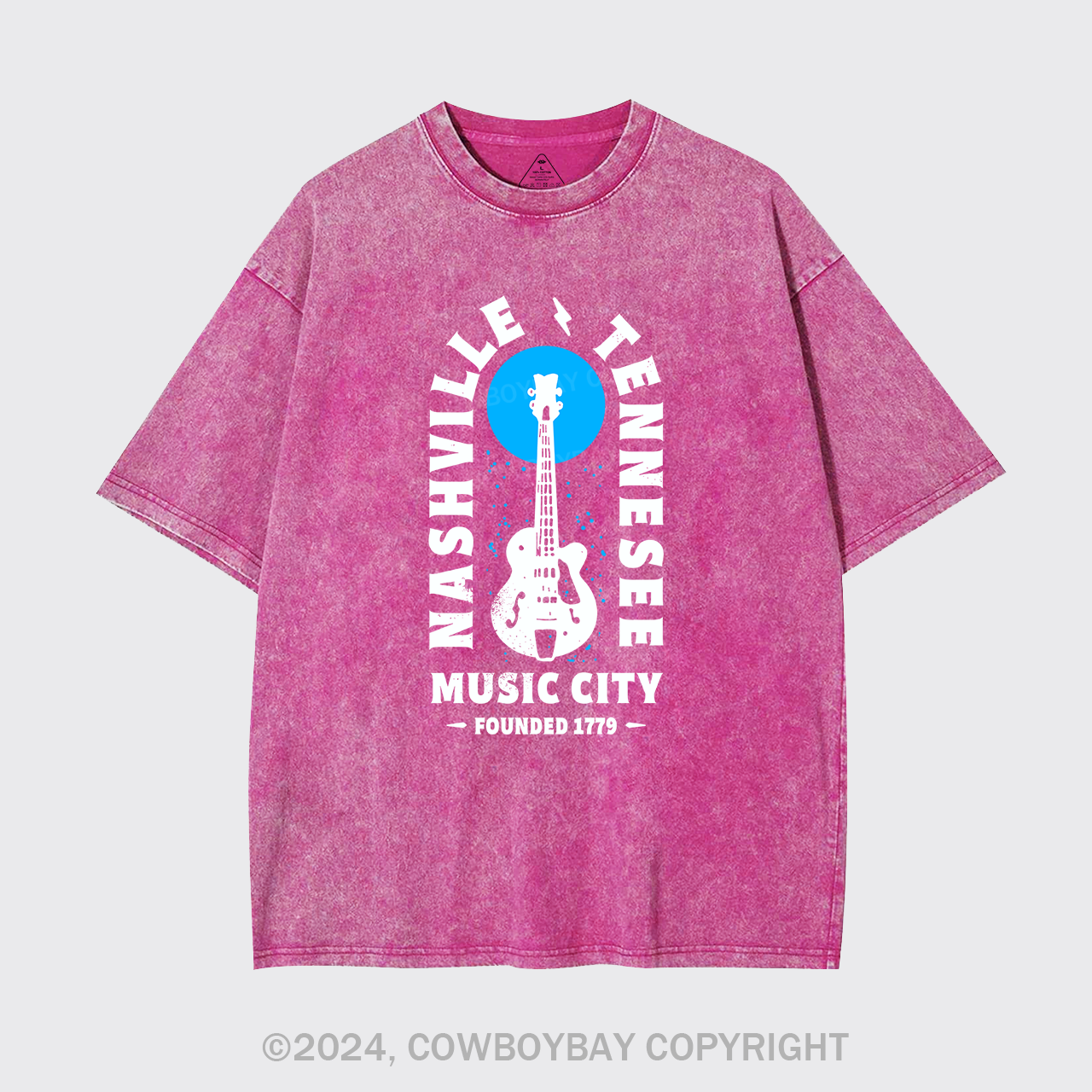 Nashville Tennessee Music City Guitar Garment-dye Tees