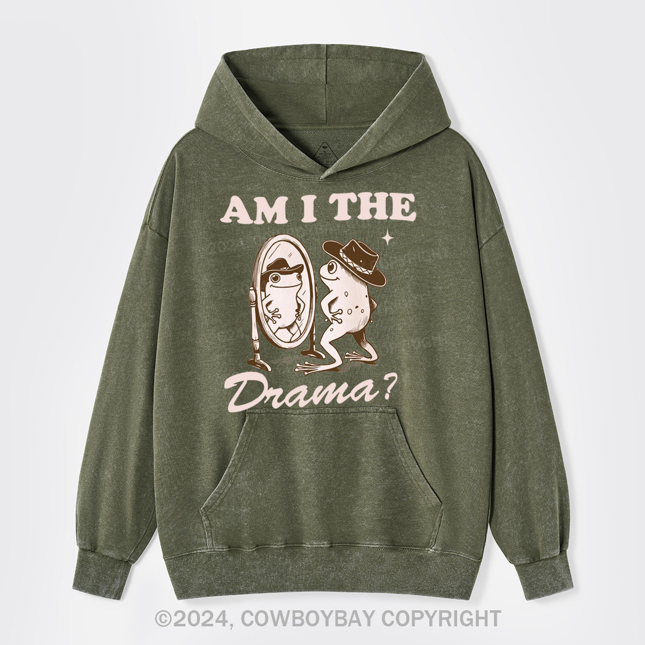 Vintage Retro Funny Frog Garment-Dye Hoodies