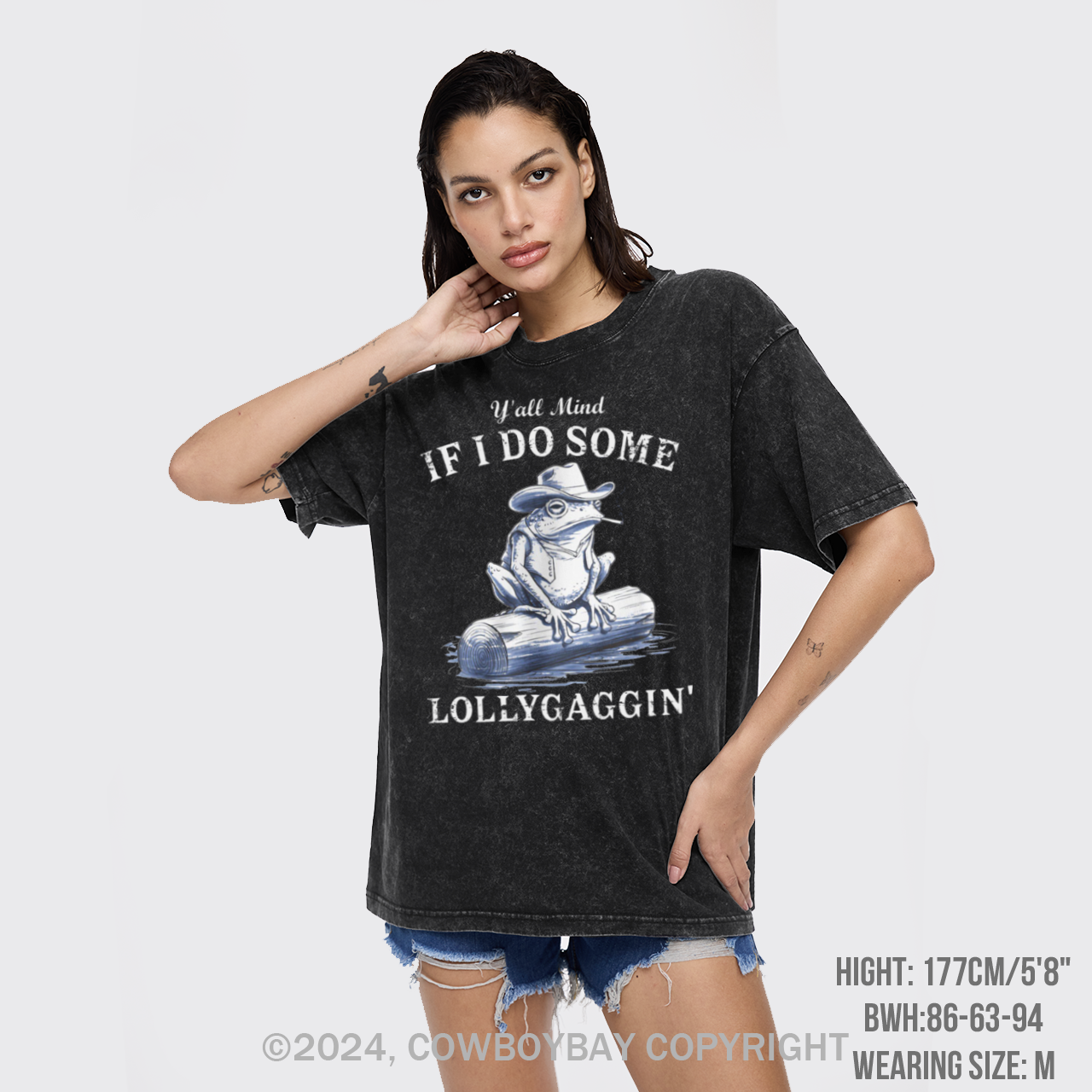 Vintage Cowboy Frog-Y'all Mind If I Do Some Lollygaggin Garment-dye Tees