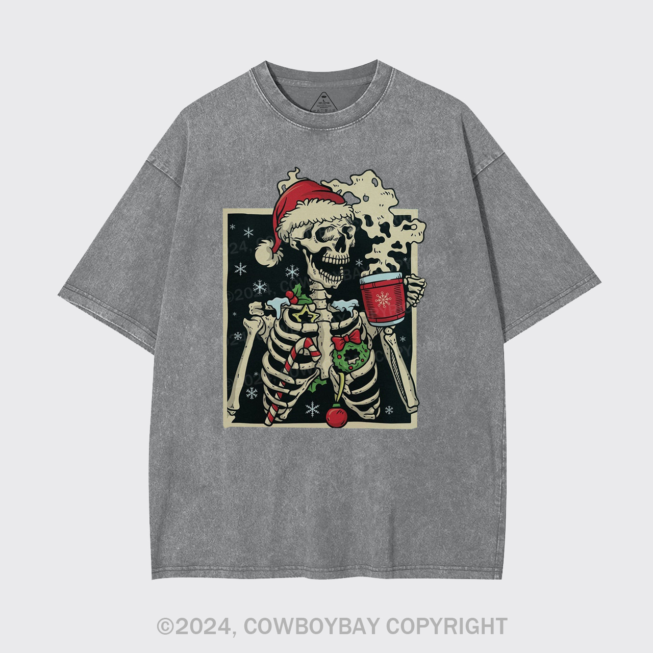 Dead Inside Skeleton Christmas Garment-dye Tees