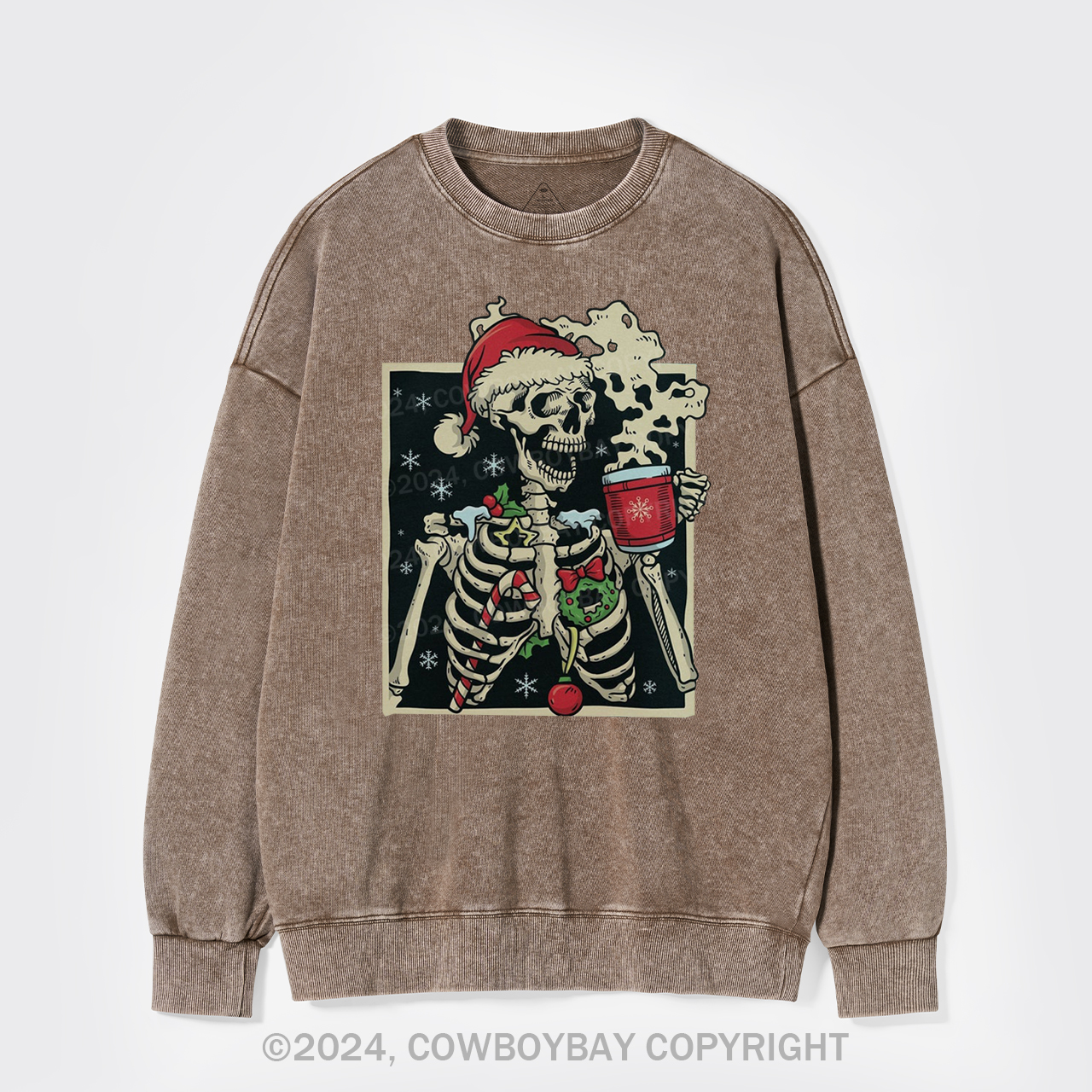 Dead Inside Skeleton Christmas Washed Sweatshirts