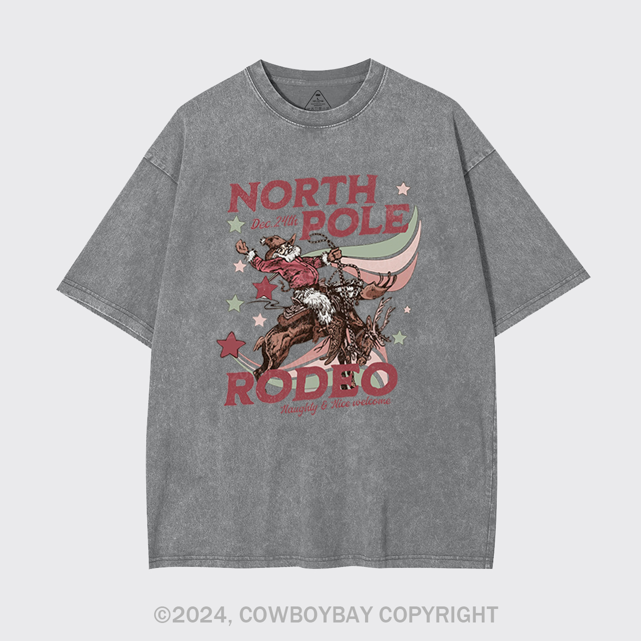North Pole Rodeo Retro Western Christmas Garment-dye Tees