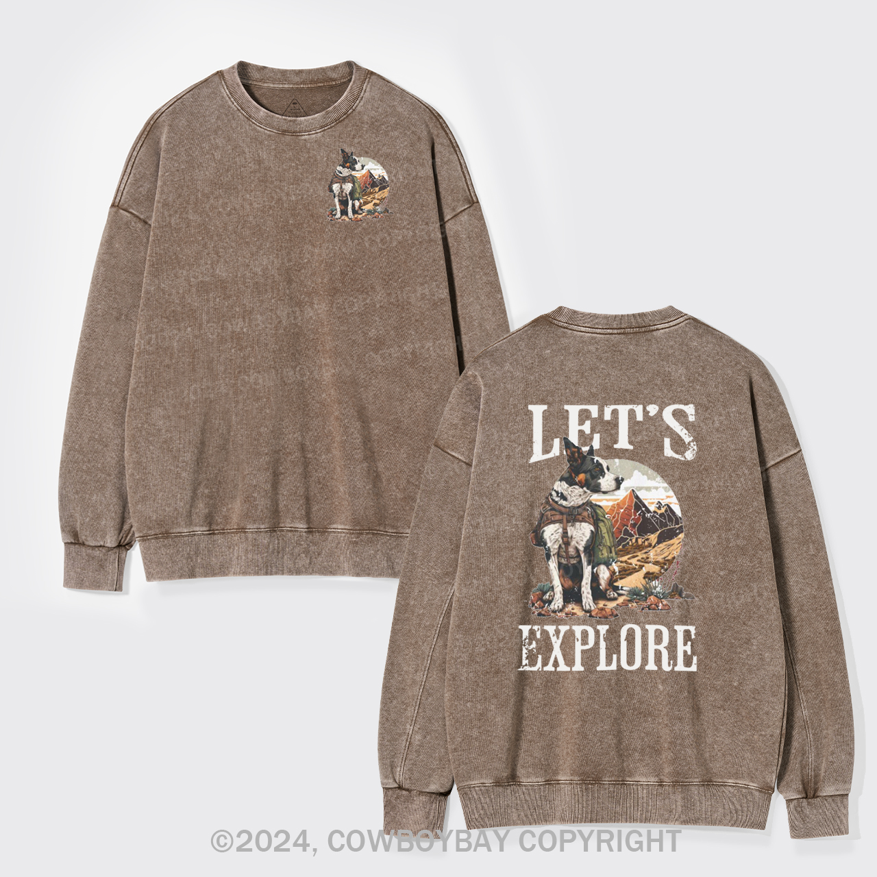 Cowboy Western Dog Washed Sweatshirts
