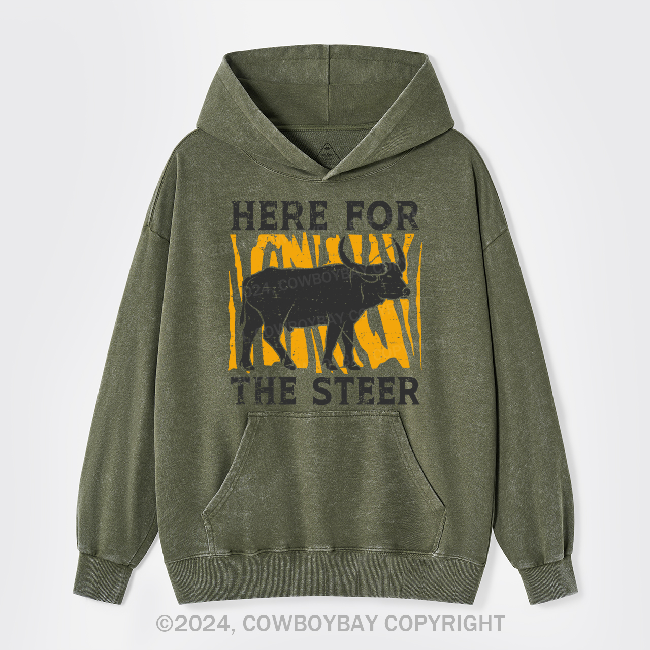 Bull In Arena Steer Wrestler Garment-Dye Hoodies