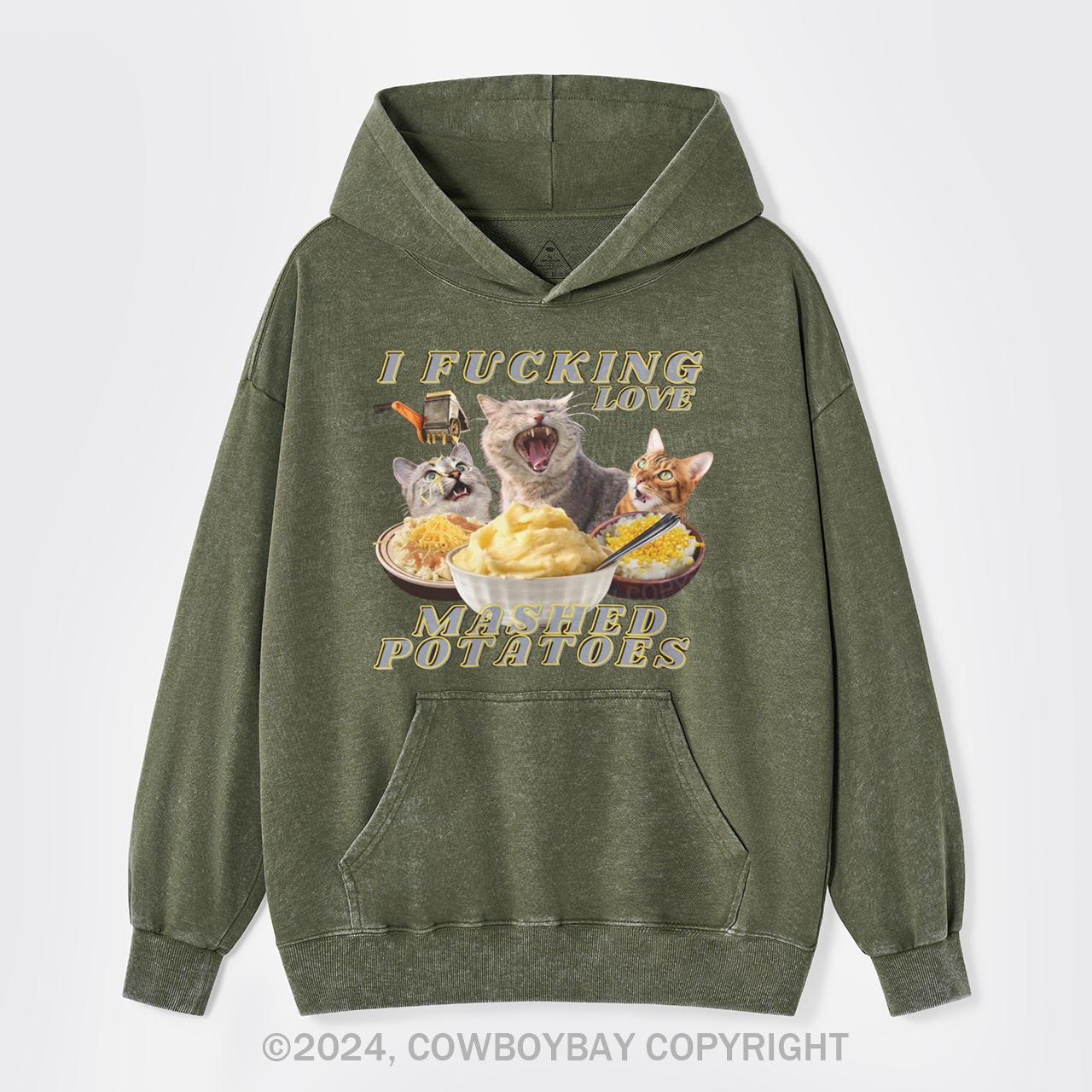 I Fucking Love Mashed Potatoes Garment-Dye Hoodies