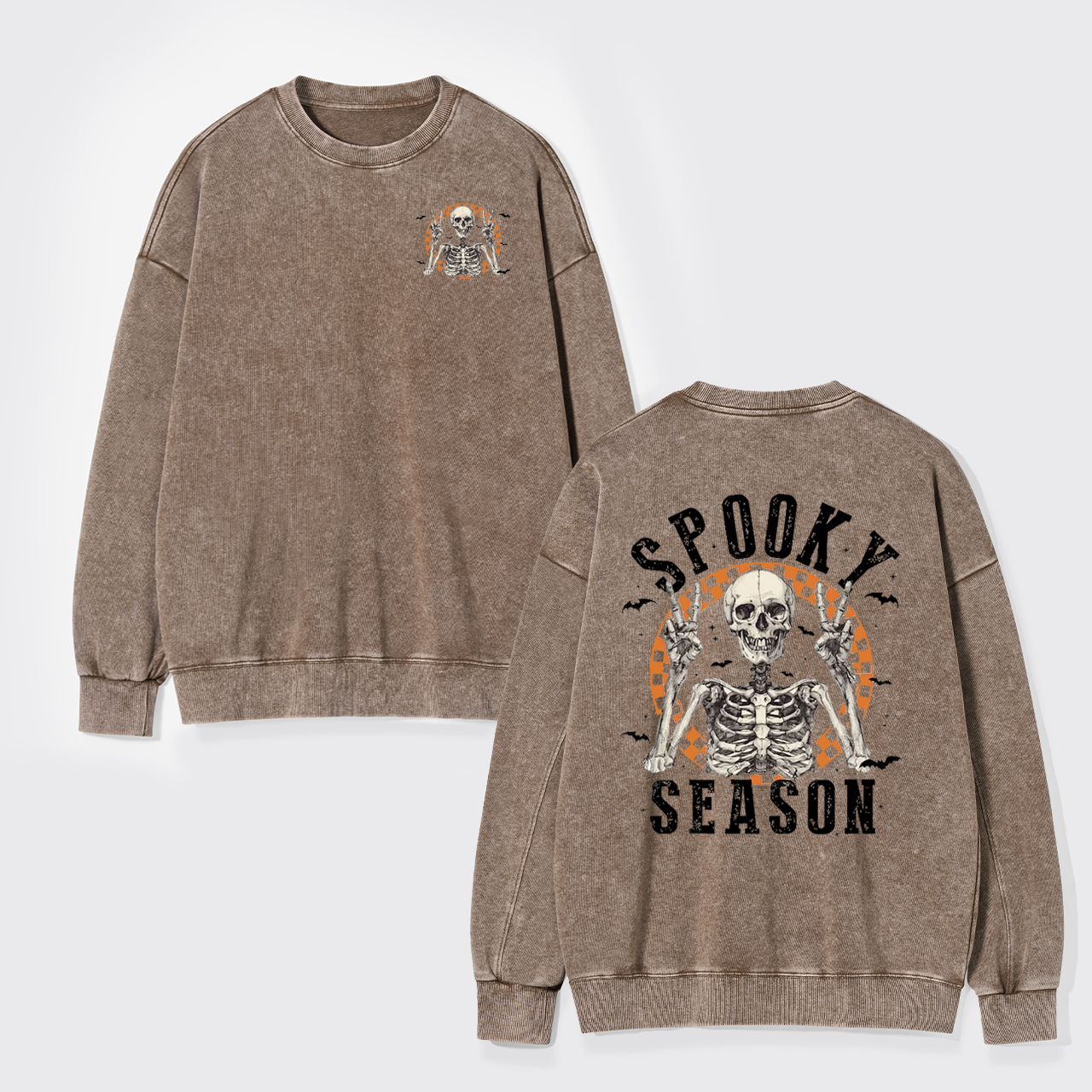 Fall Spooky Retro Halloween Washed Sweatshirts