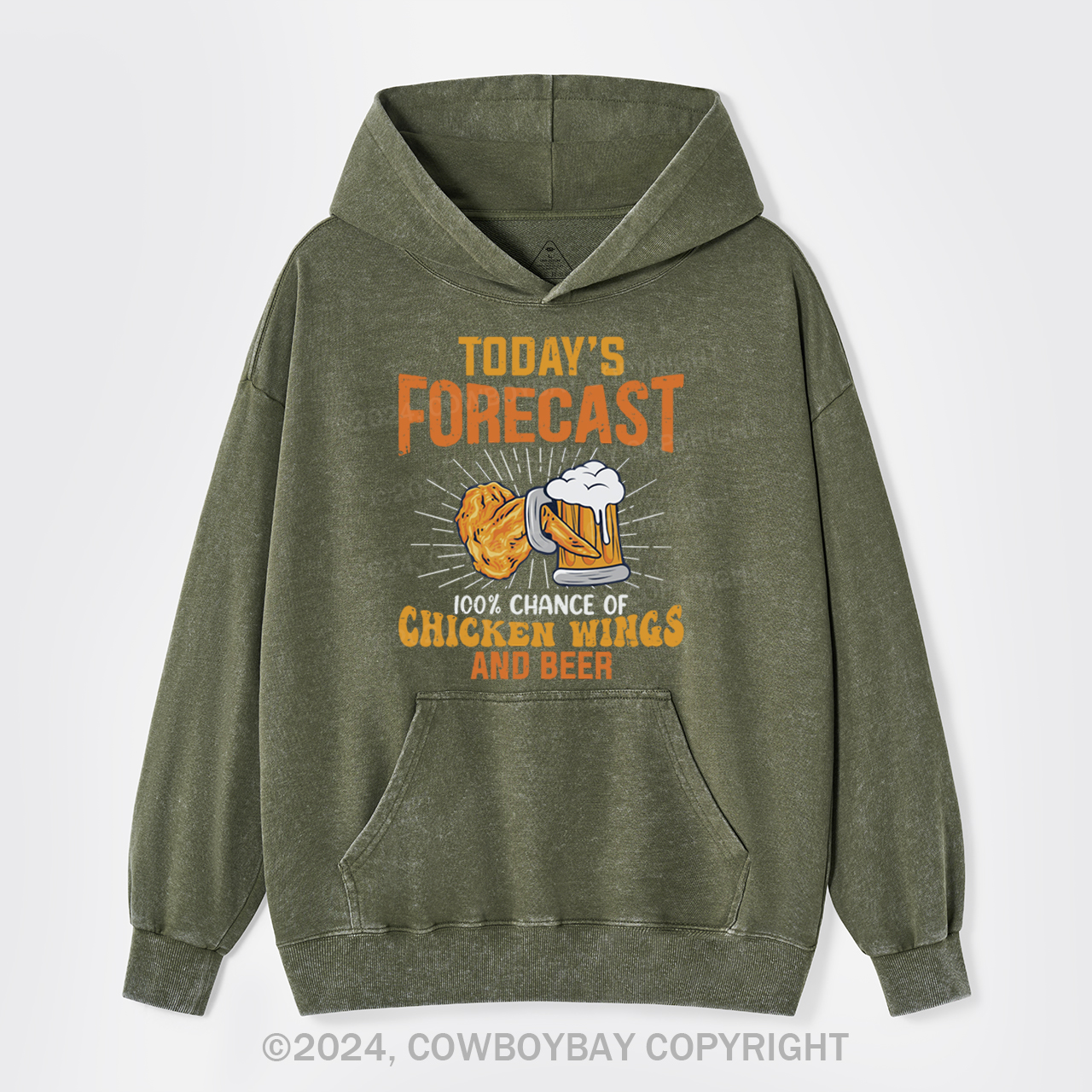 Chicken Wings And Beer Garment-Dye Hoodies
