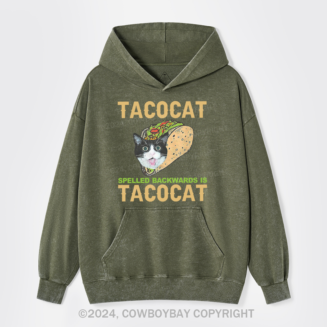 Tacocat Spelled Backwards Is Tacocat Garment-Dye Hoodies