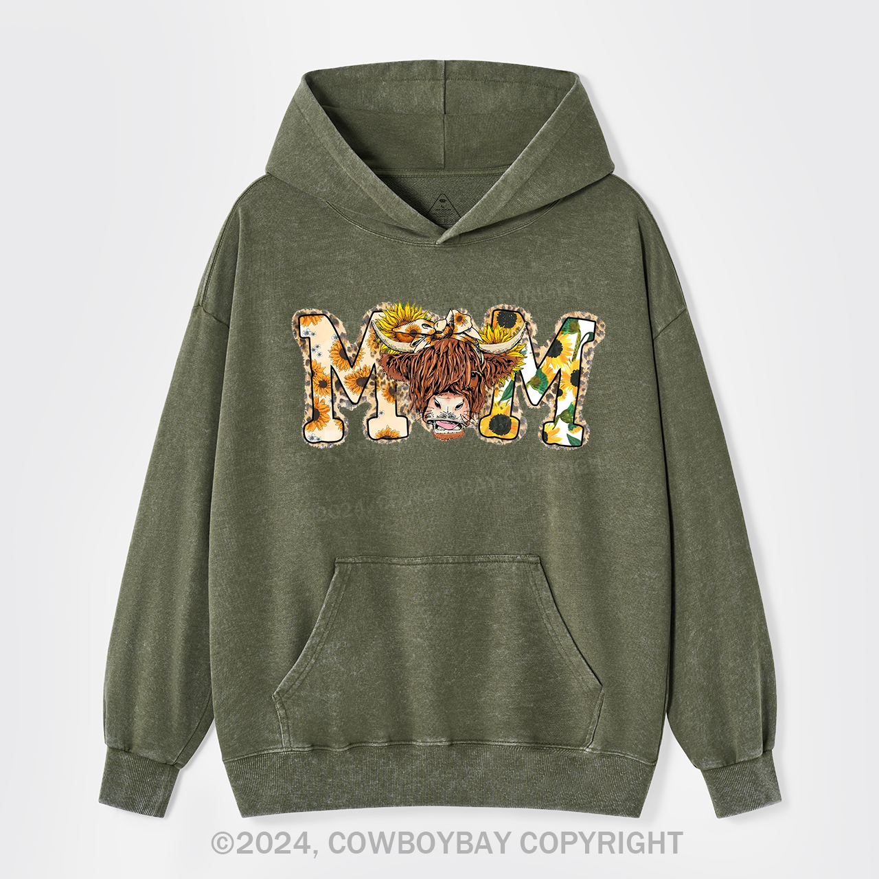 Mom Cow Western Garment-Dye Hoodies