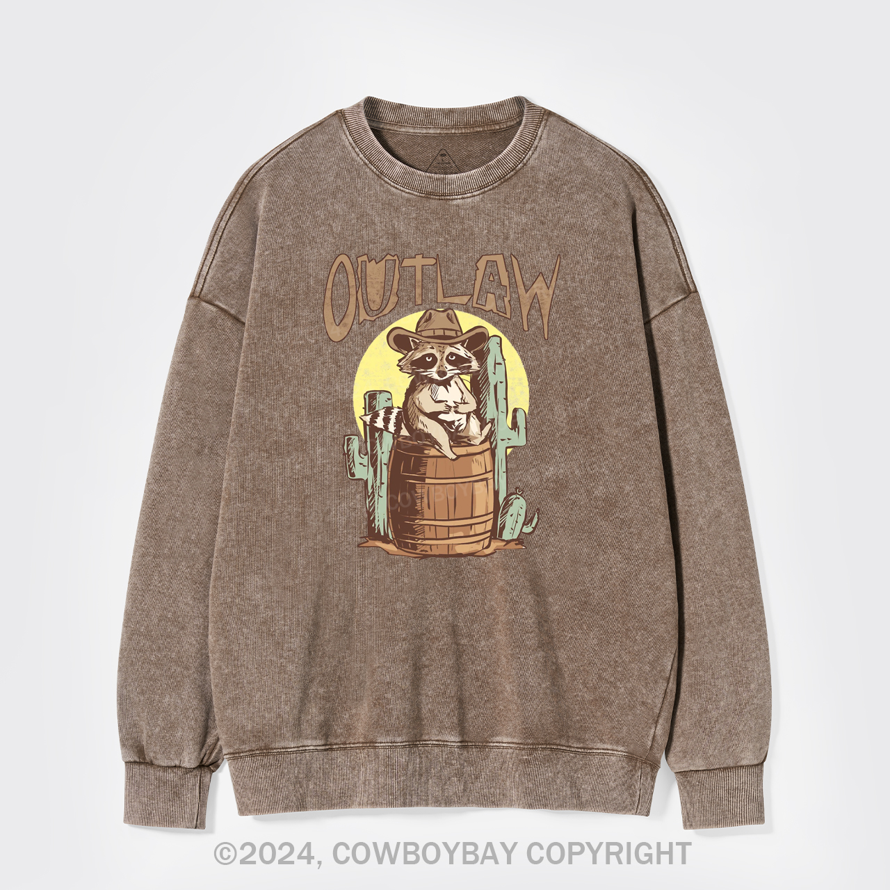 Retro Outlaw Raccoon Cowboy Washed Sweatshirts