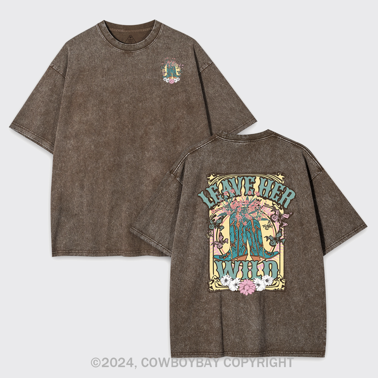 Leave Her Wild Western Cowboy Garment-dye Tees