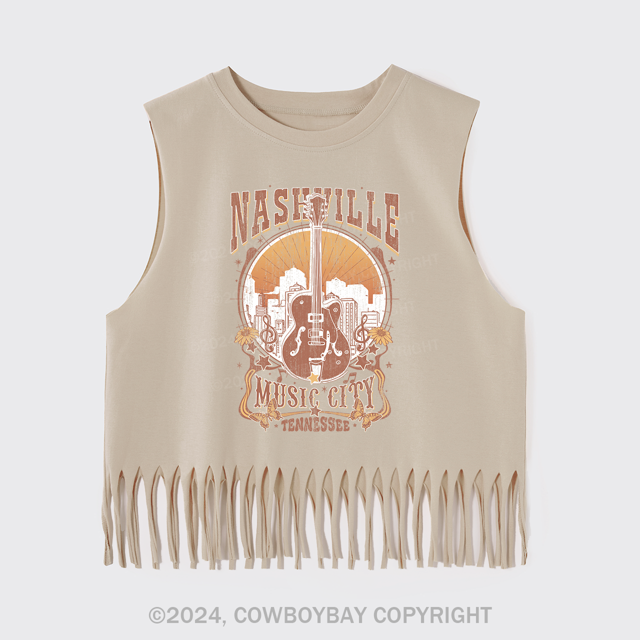 Nashville Music City Vintage Guitar Fringe Tank