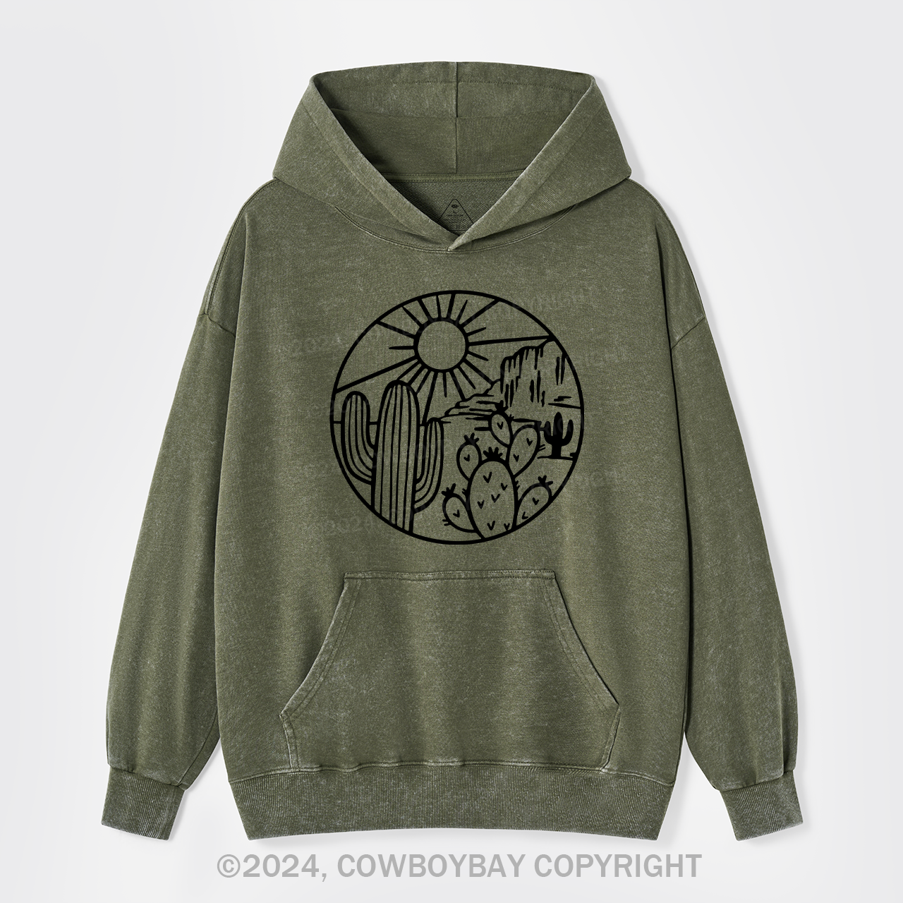 Desert Cactus Adventure Cowboy Garment-Dye Hoodies