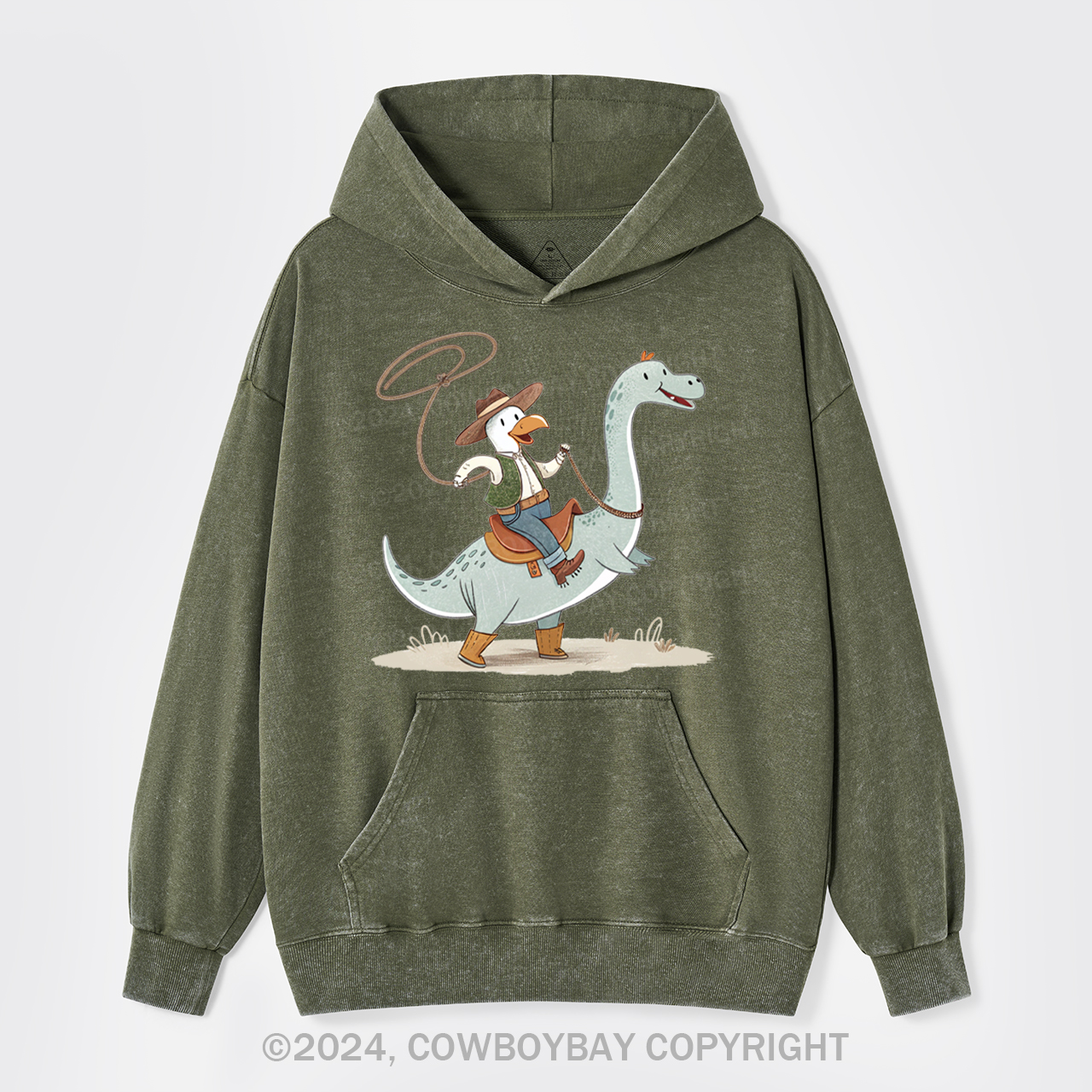The Dinosaur Wanted To Be A Cowboy Garment-Dye Hoodies
