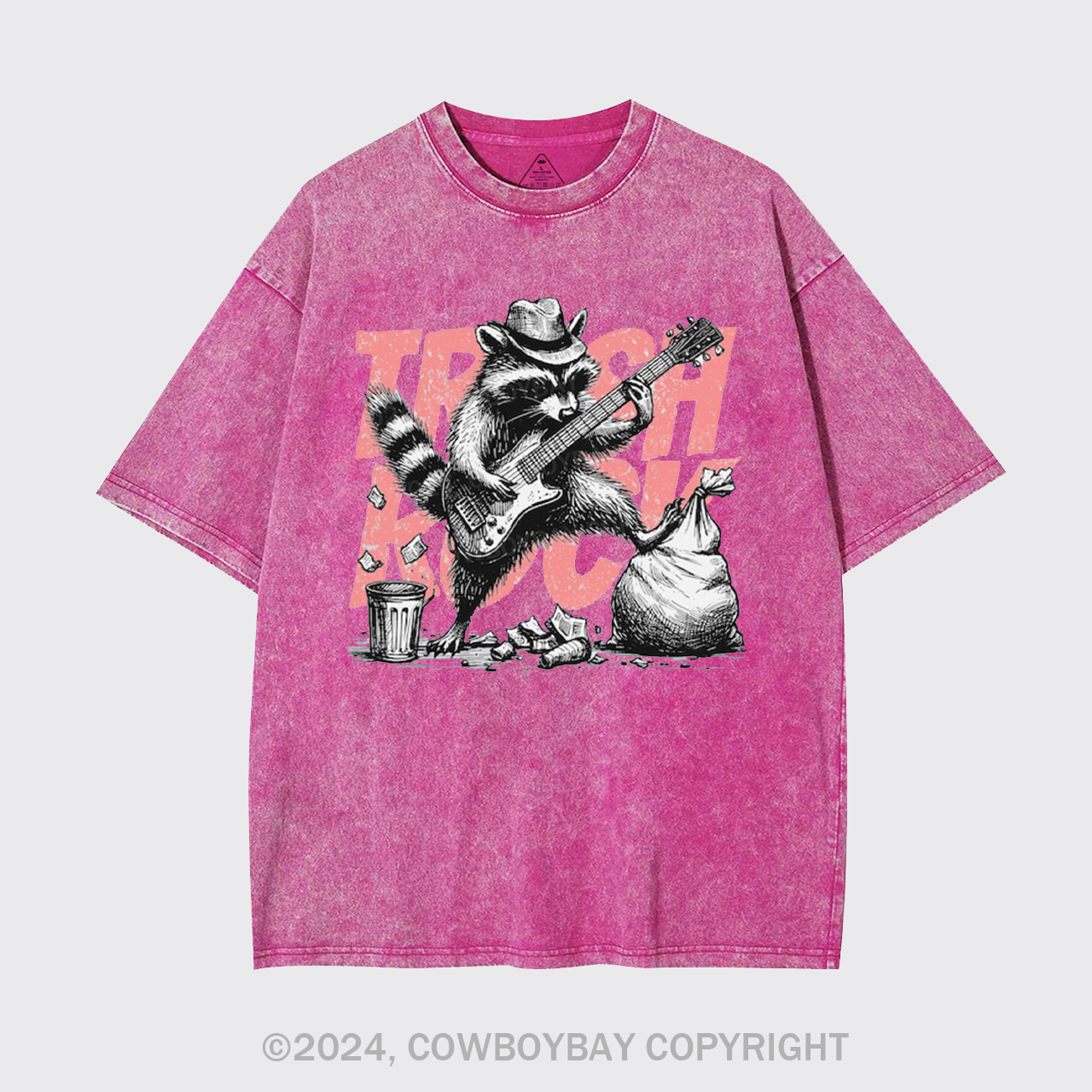 Raccoon Playing Guitar Retro Garment-dye Tees