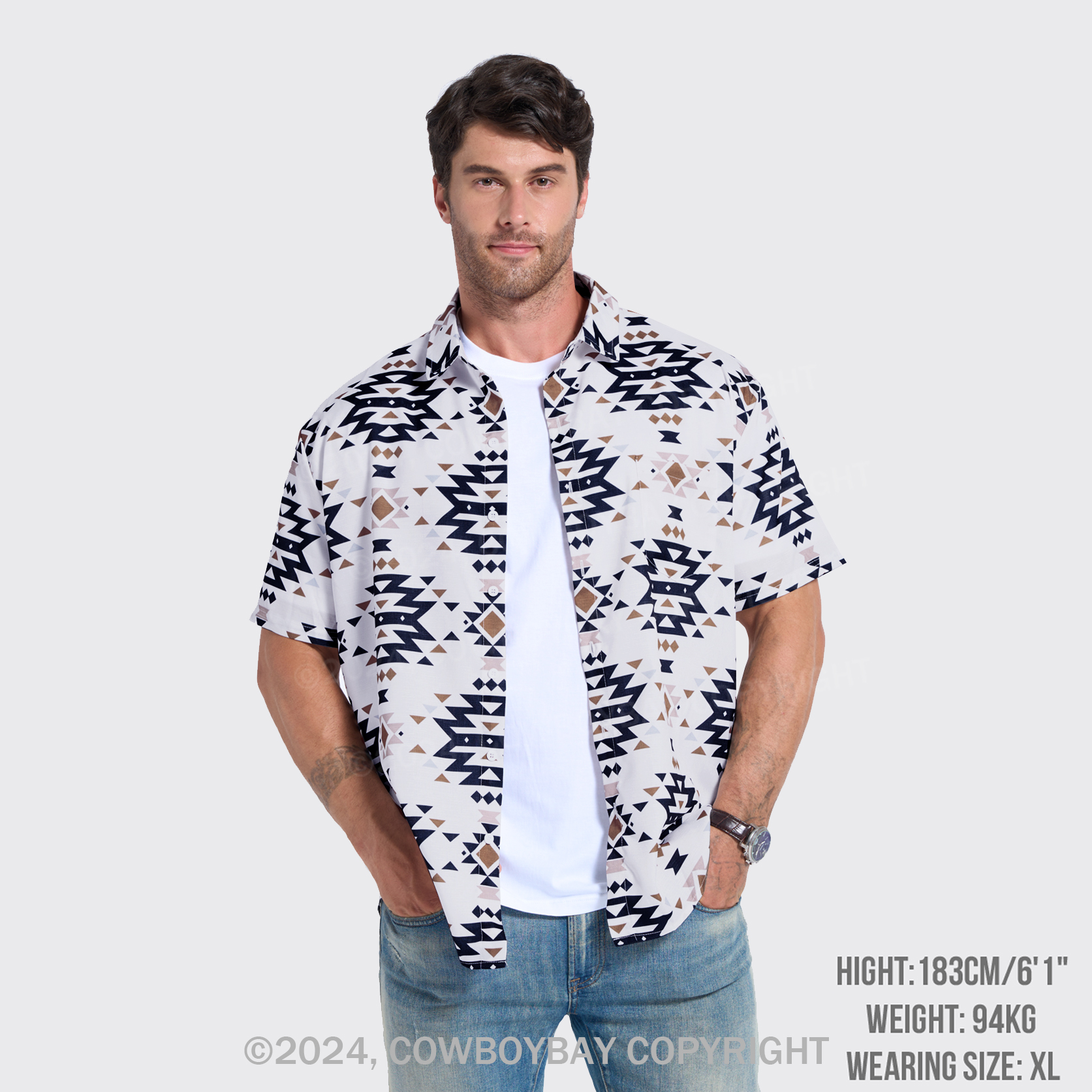 Boho Southwestern Aztec Button Up Shirts