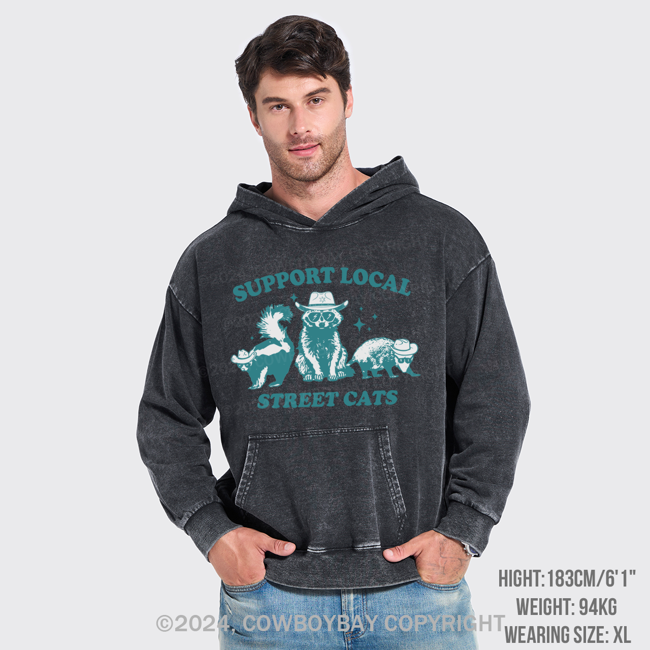 Support Your Local Street Cats Garment-Dye Hoodies