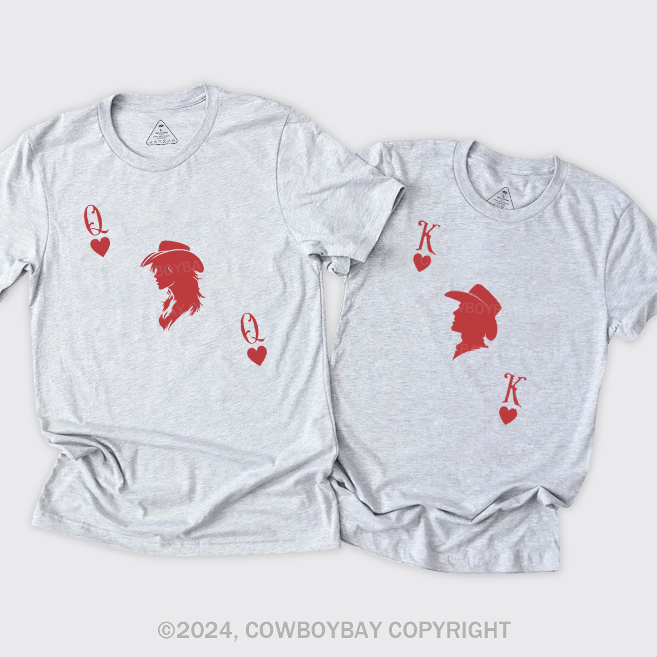 Red King And Queen Of Hearts Couples T-Shirts