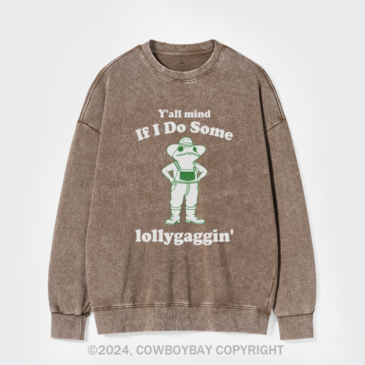 Funny Cowboy Frog Washed Sweatshirts