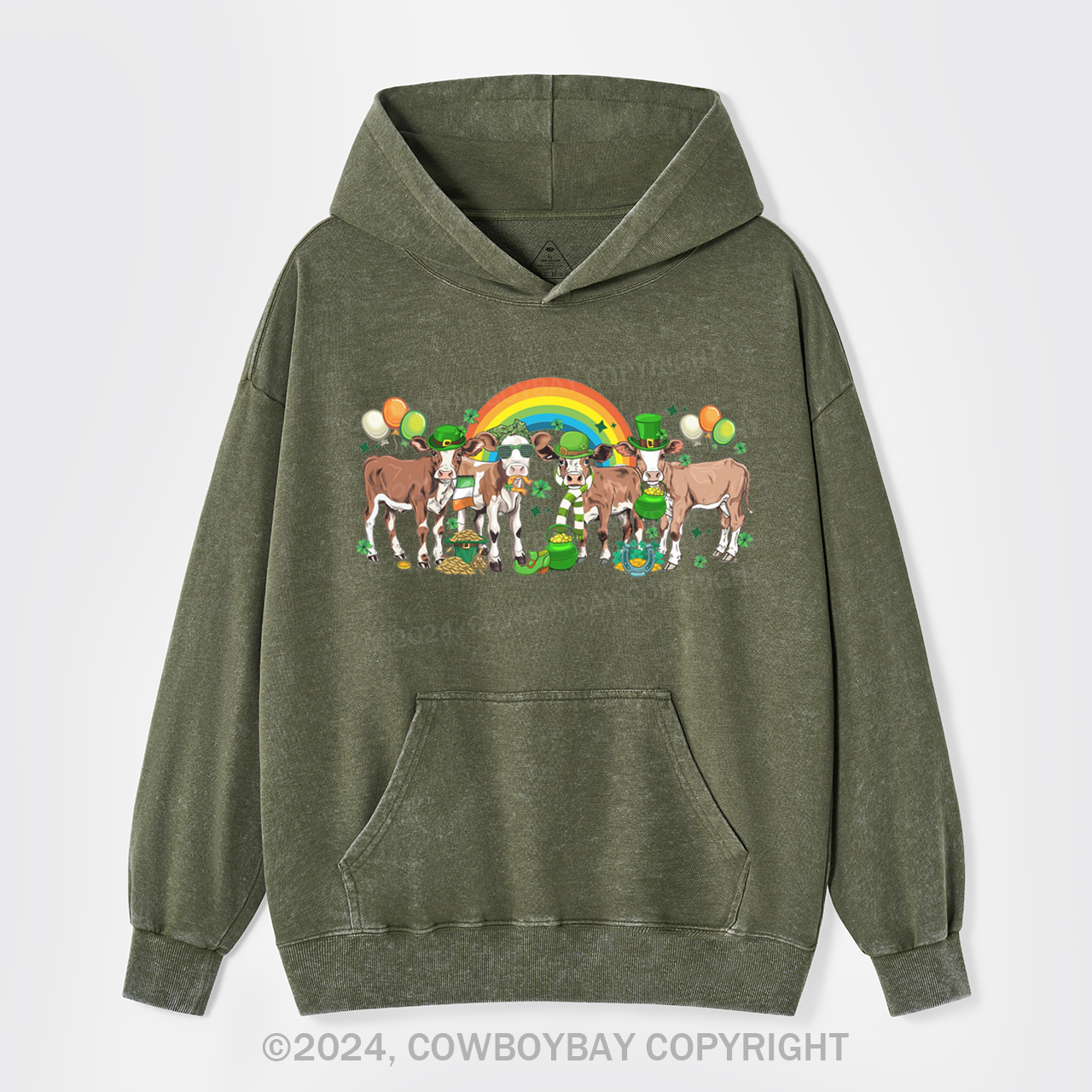 Cows St Patricks Day Garment-Dye Hoodies