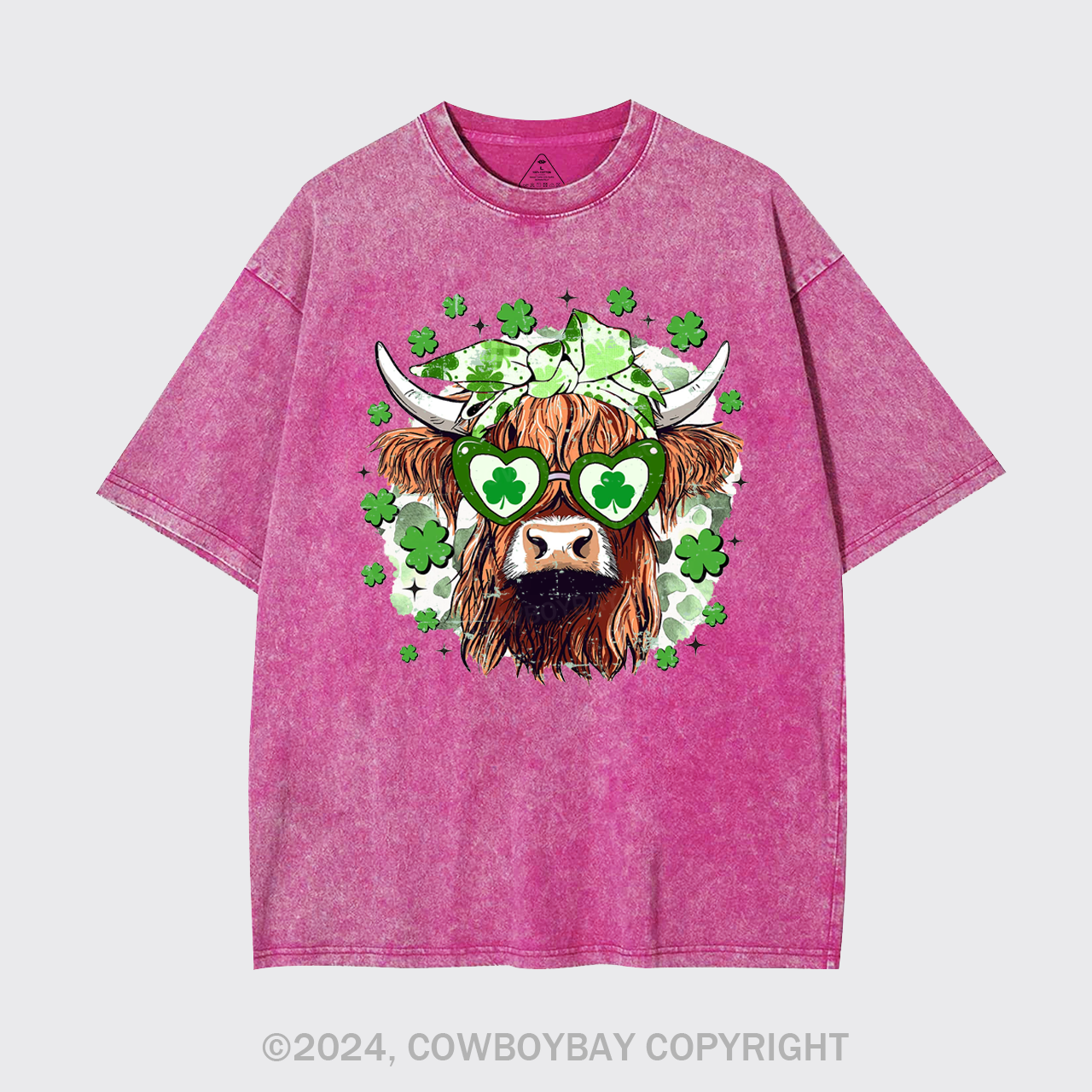 St Patrick's Day Highland Cow Garment-dye Tees