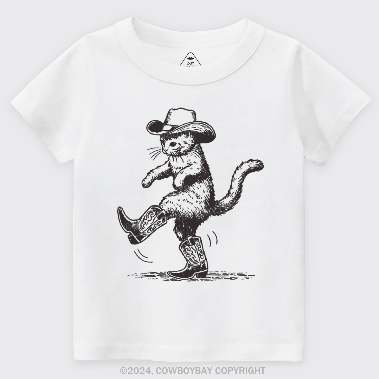 Cowboy Cat Looking for Fish Kids T-shirt