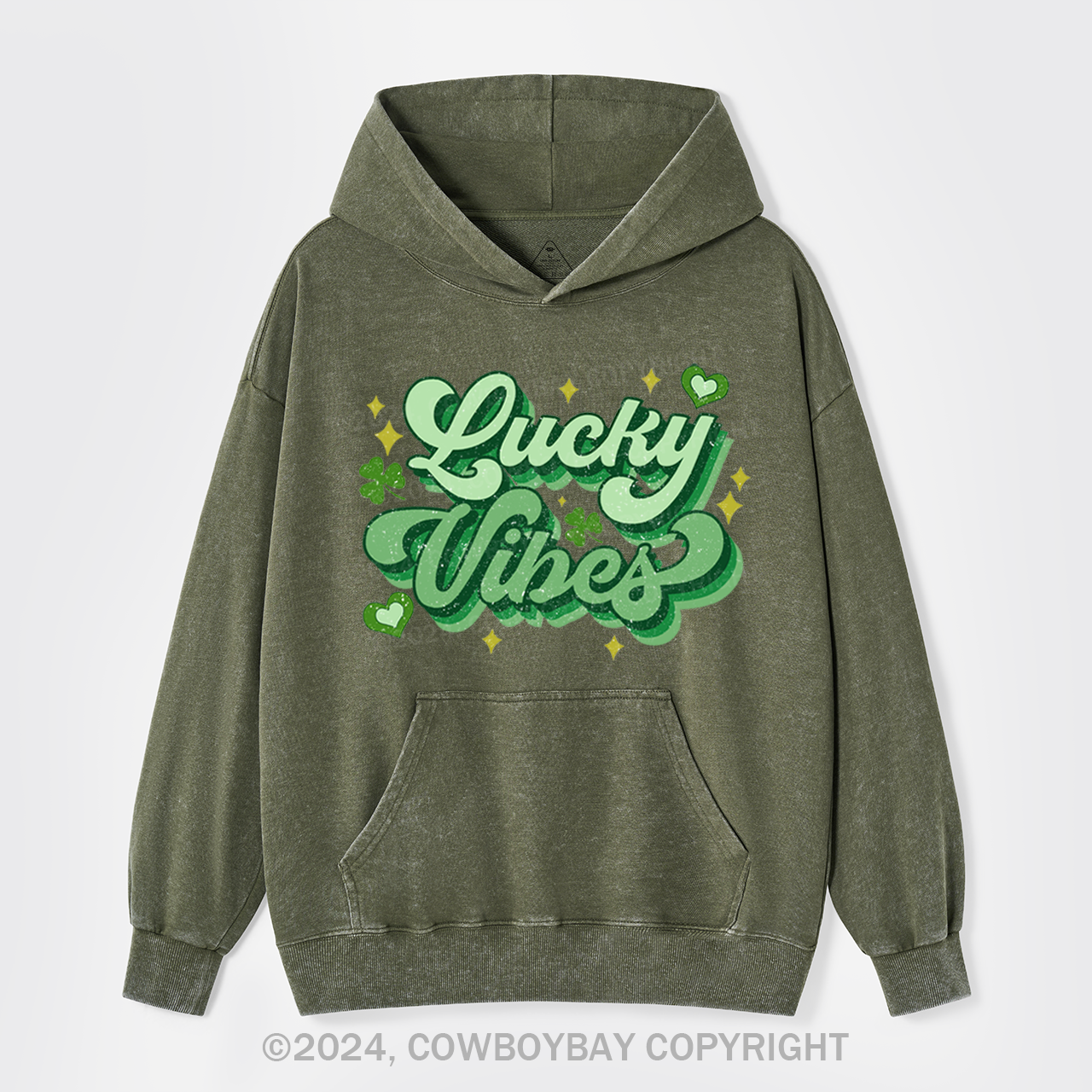 Retro St Patricks Day Garment-Dye Hoodies