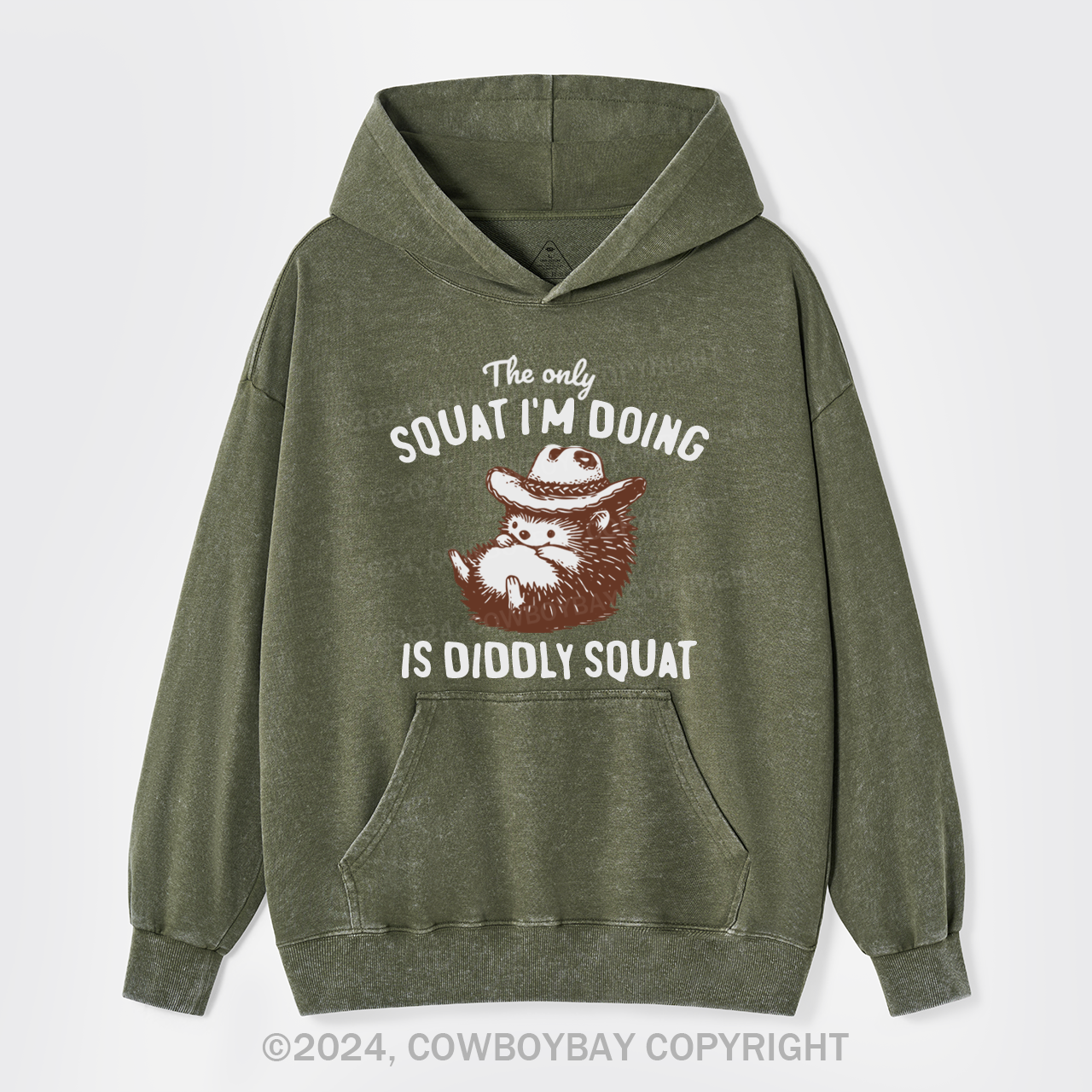 Funny Cowboy Racoon In Vintage Style Garment-Dye Hoodies