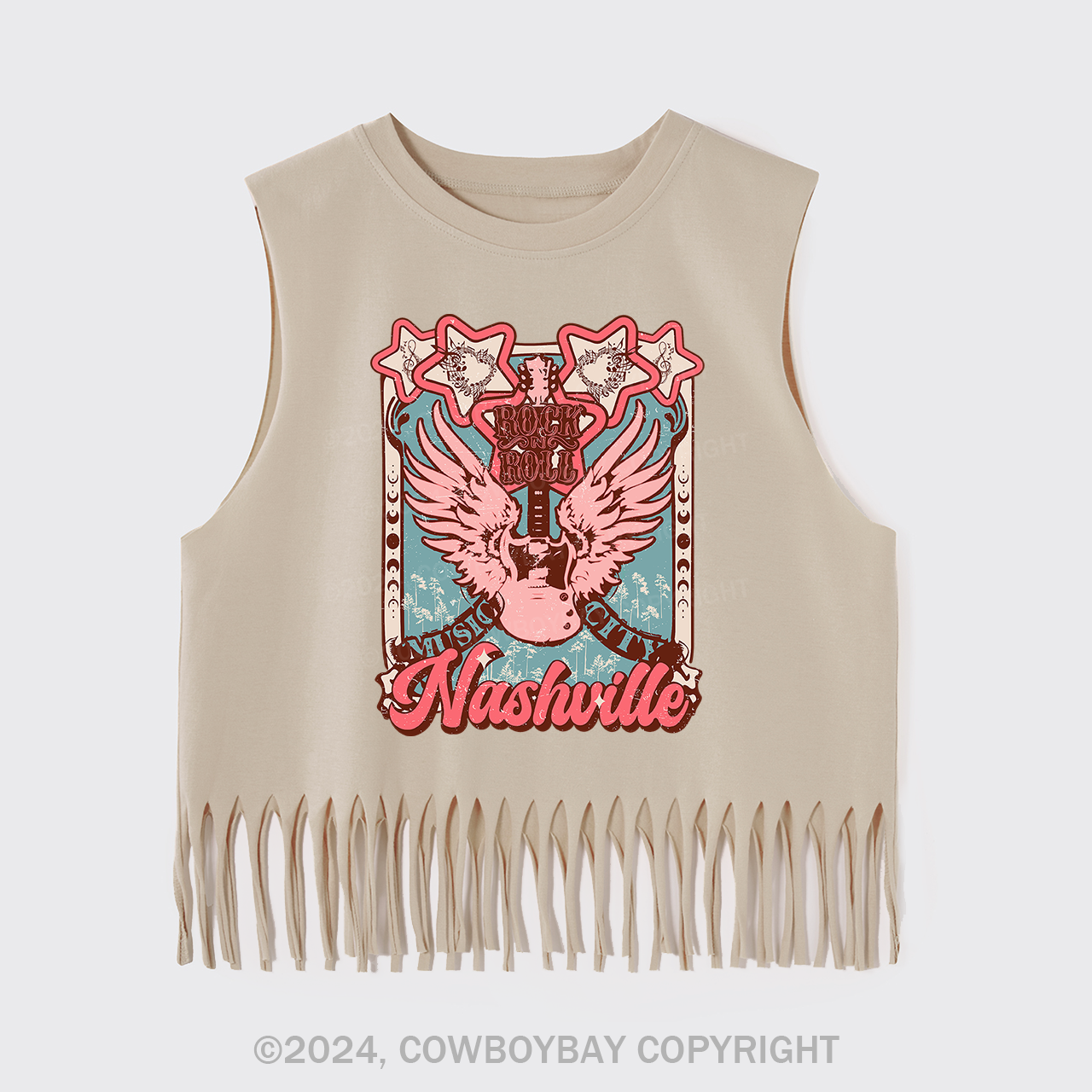 Nashville Music City Country Cowgirl Fringe Tank