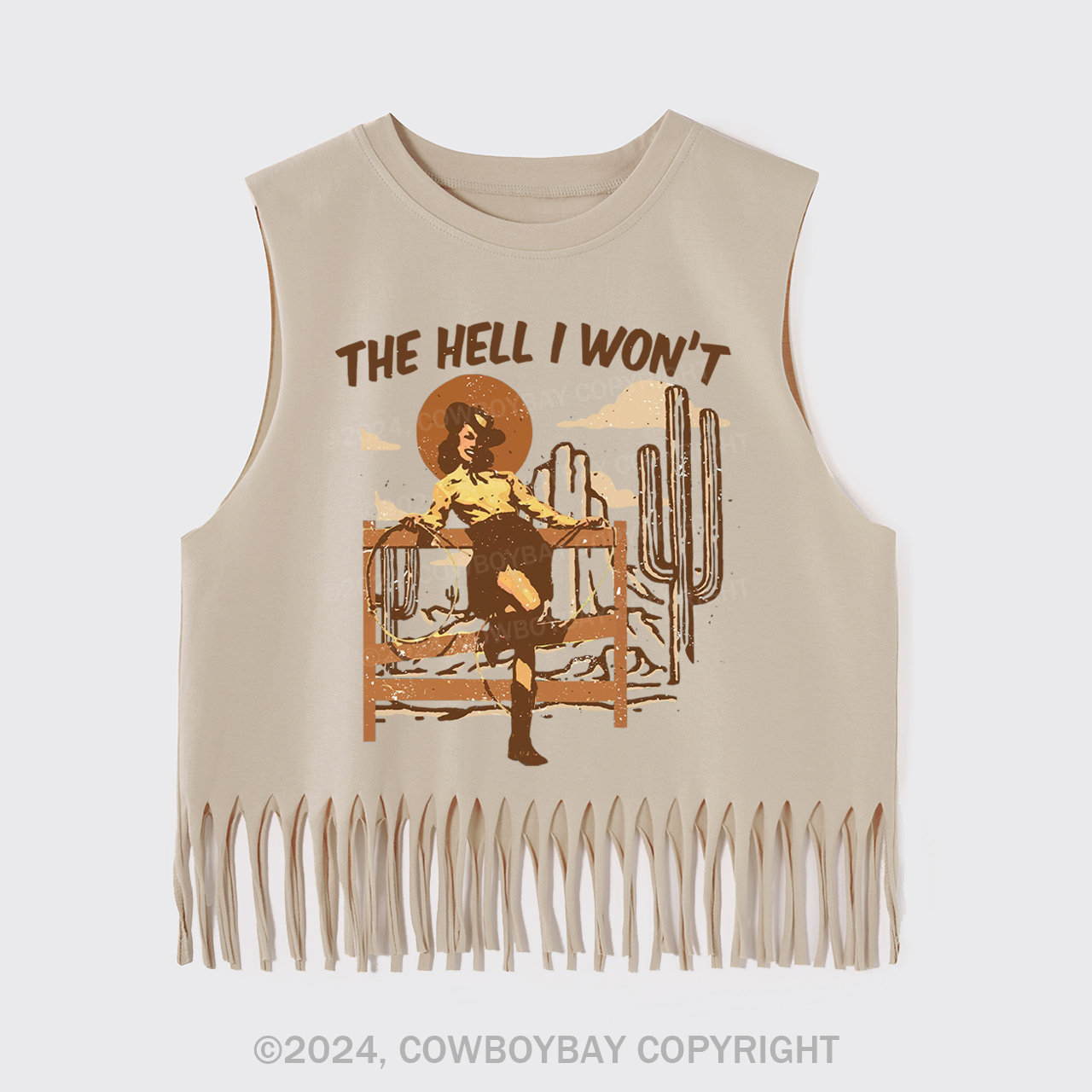 Cowgirl The Hell I won't Fringe Tank
