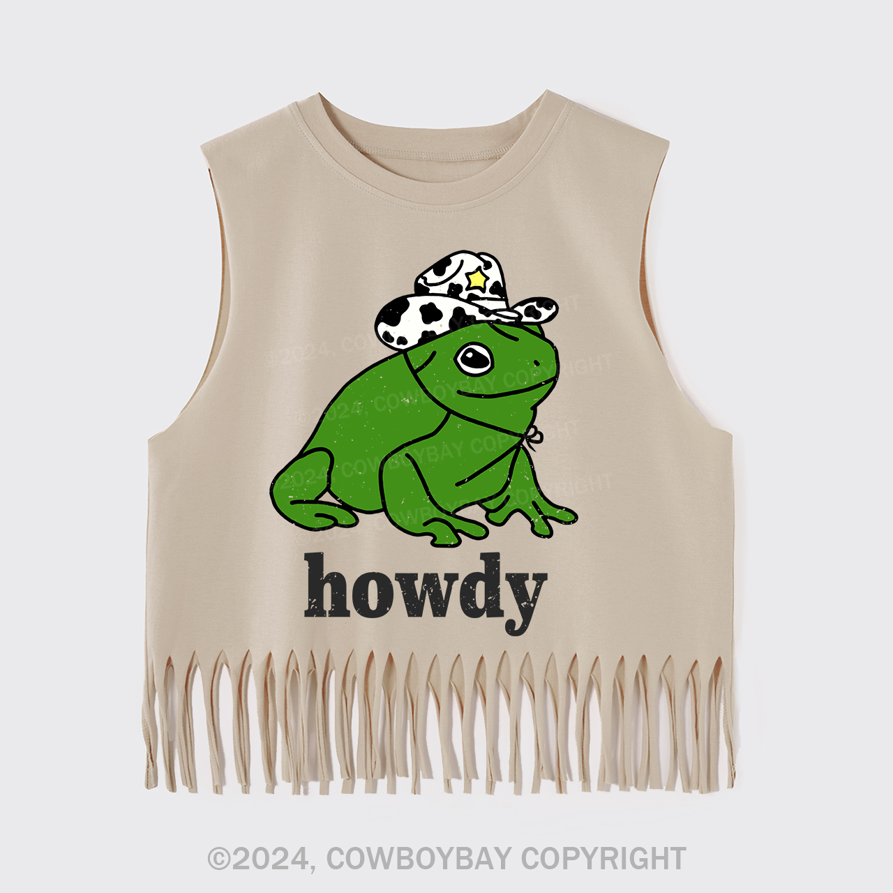 Howdy Cute Frog Fringe Tank