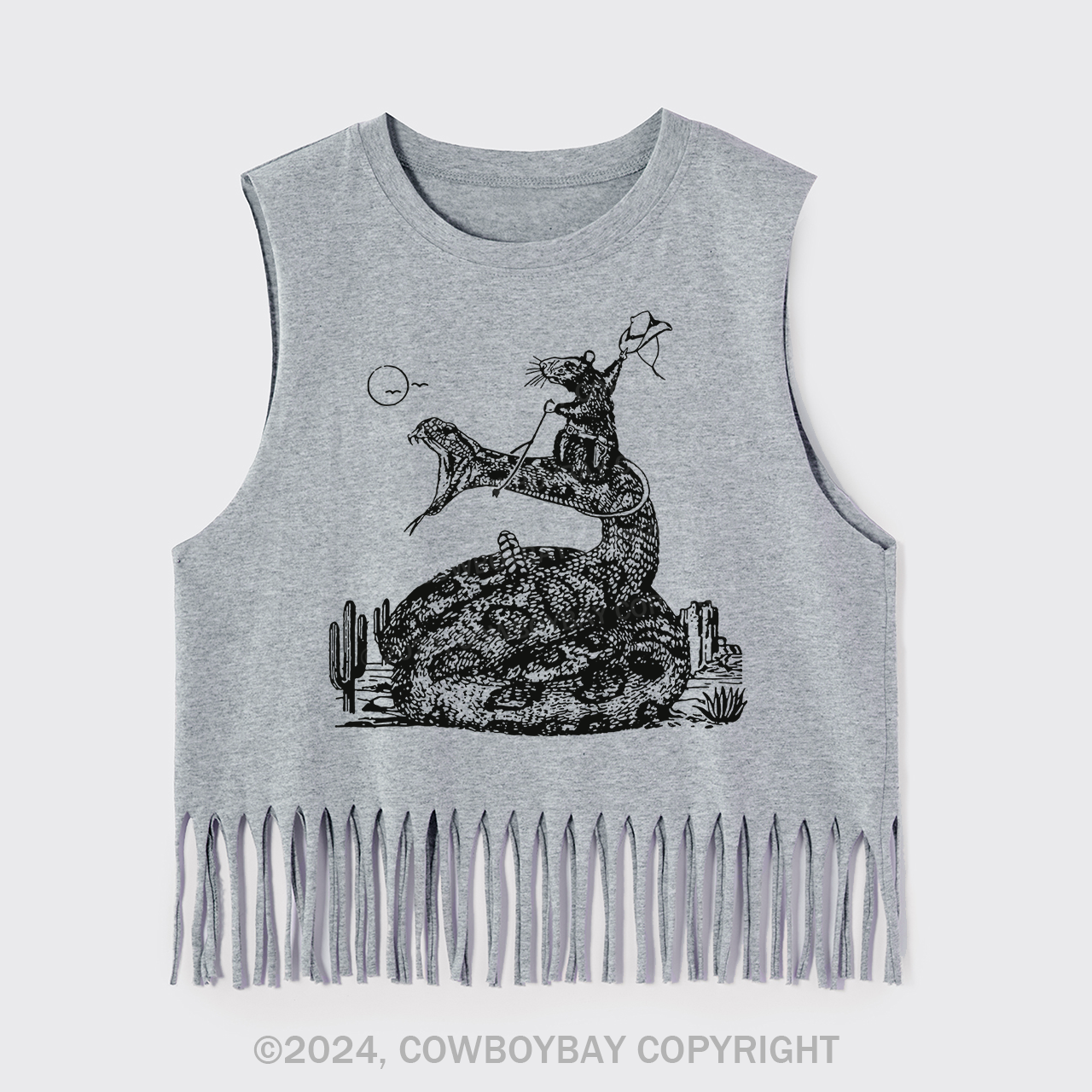 Funny Cowboy Mouse Fringe Tank