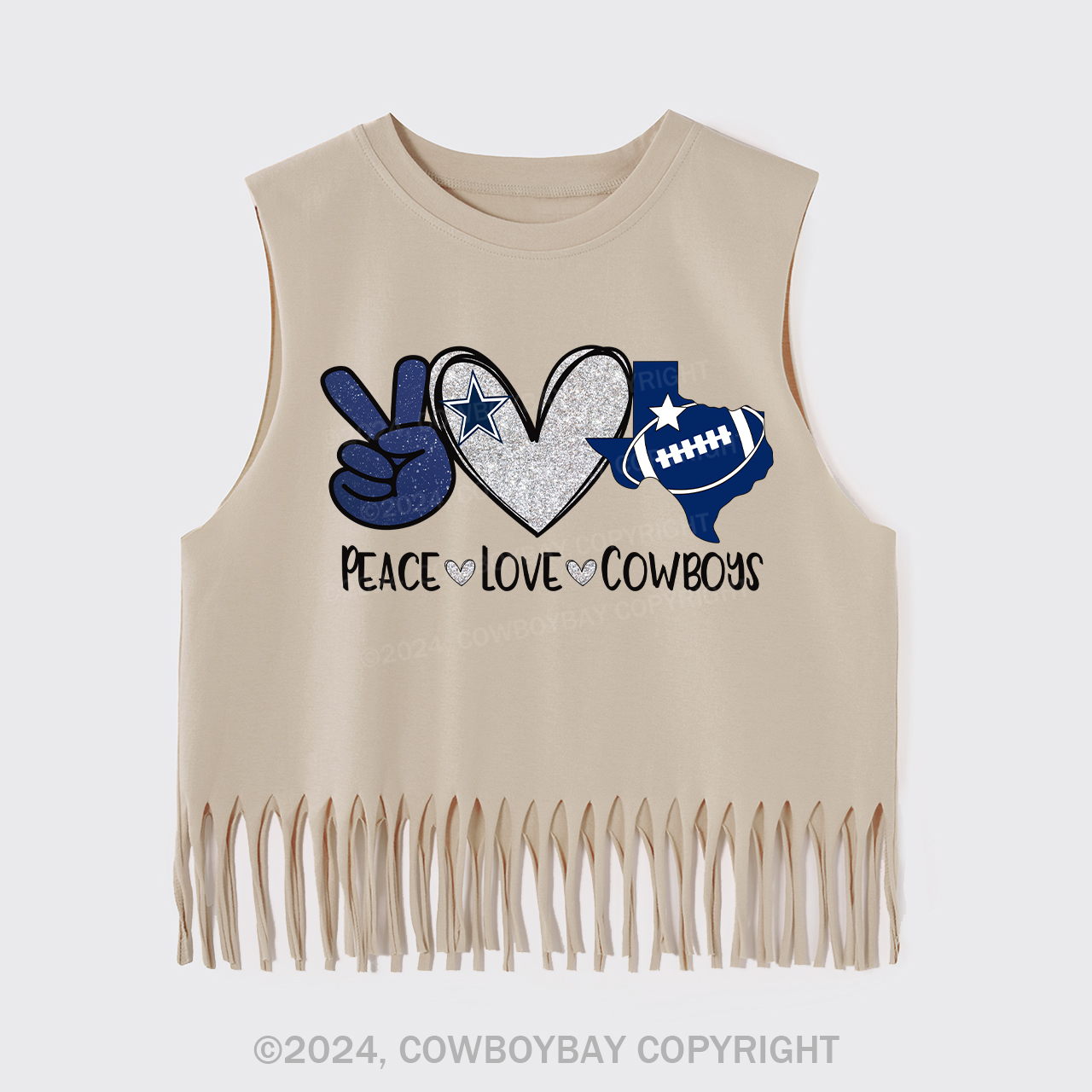 Peace Love America's Team Cowboys Fringe Tank