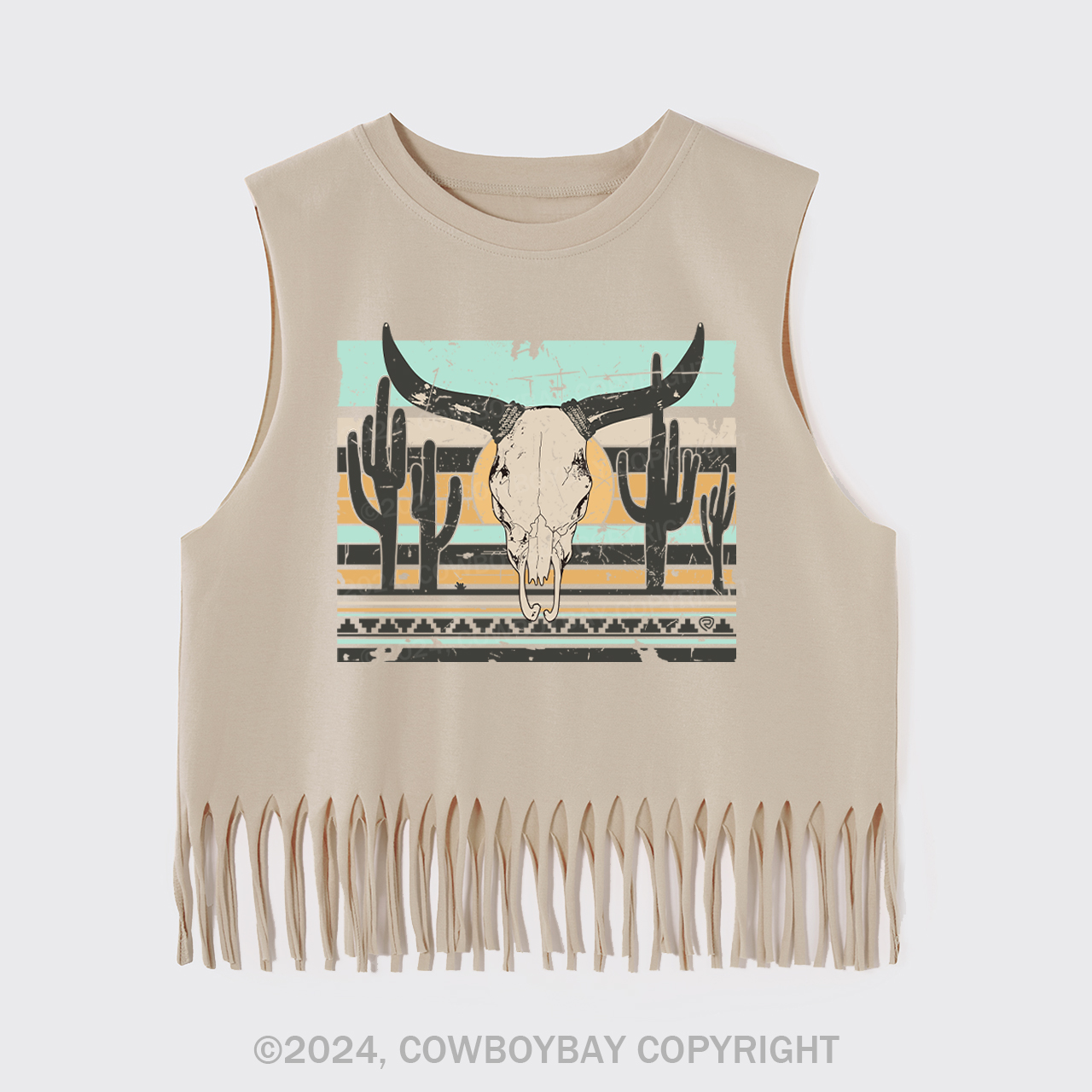 West Wild  Cow Bull Fringe Tank