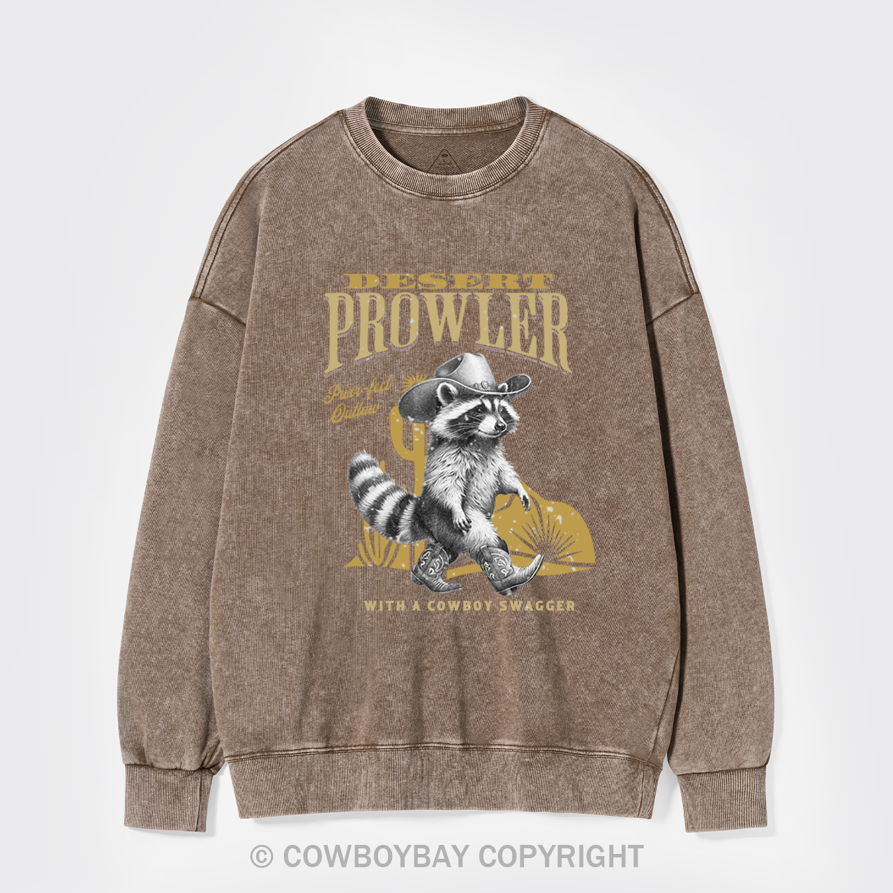 Retro Cowboy Raccoon Washed Sweatshirts