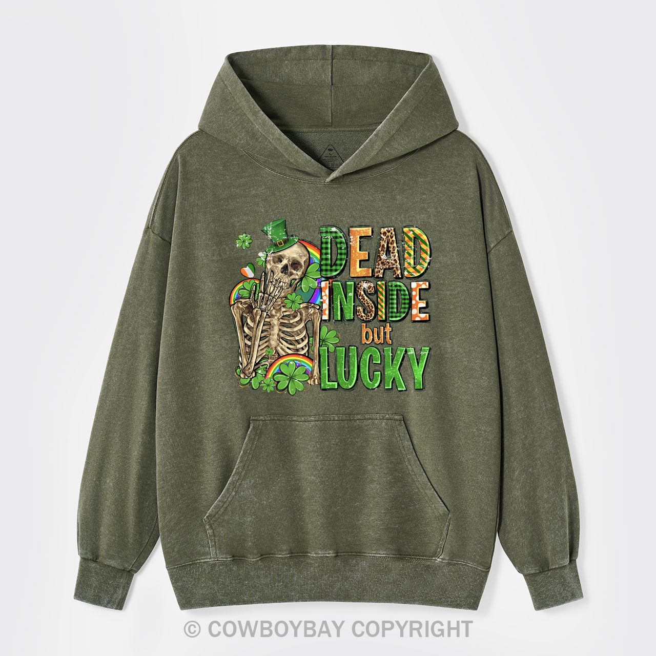 Dead Inside But Feeling Lucky Garment-Dye Hoodies