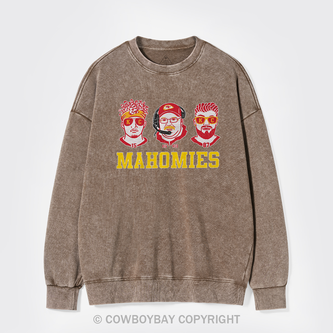 Funny KC Football Mahomies Washed Sweatshirts