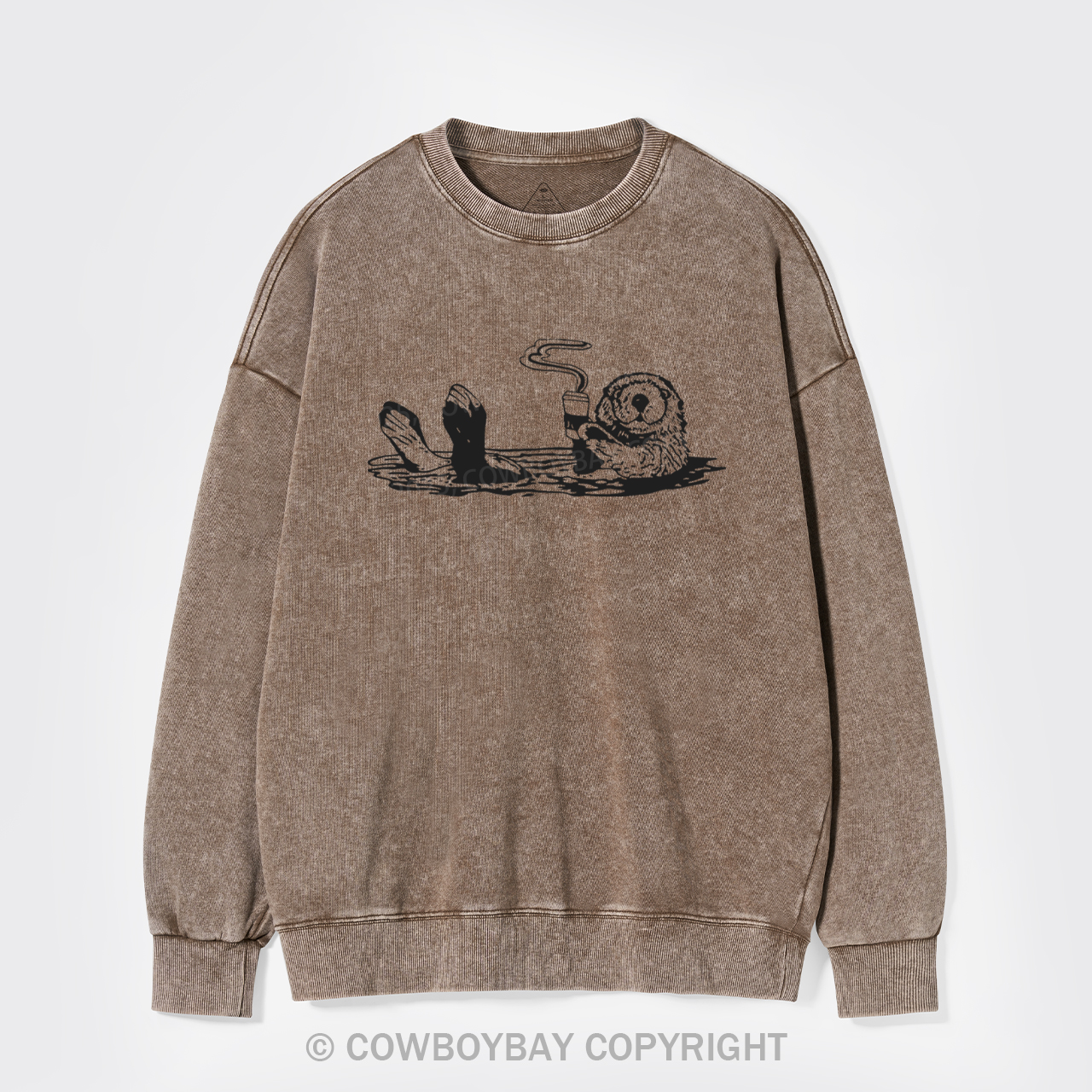Otters Drink Coffee Washed Sweatshirts